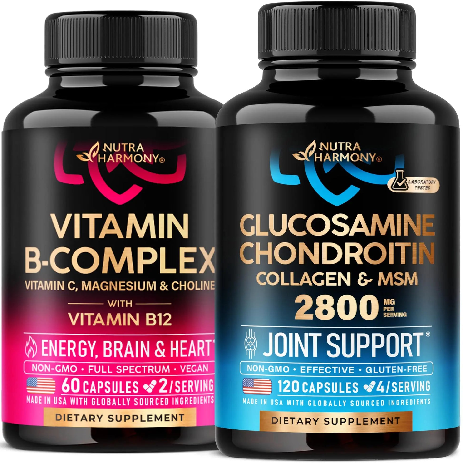 NUTRAHARMONY Vitamin B Complex & Glucosamine Chondroitin Capsules NUTRAHARMONY uk supplements