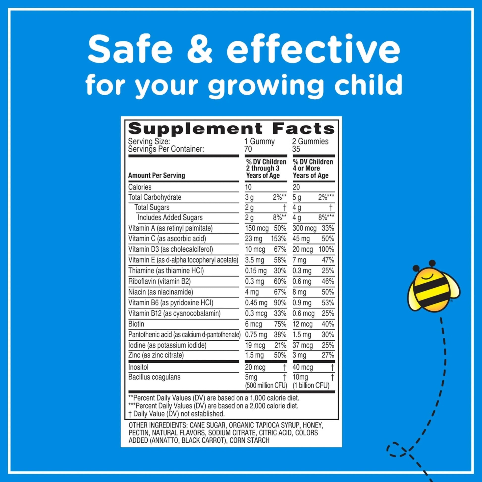 Zarbee's Kid's Complete Multivitamin + Probiotic Gummies with Vitamins A B C D E & zinc for Digestive Health Easy To Chew Kids Daily Multivitamin Gummies Natural Fruit 70 Count Zarbee's uk supplements