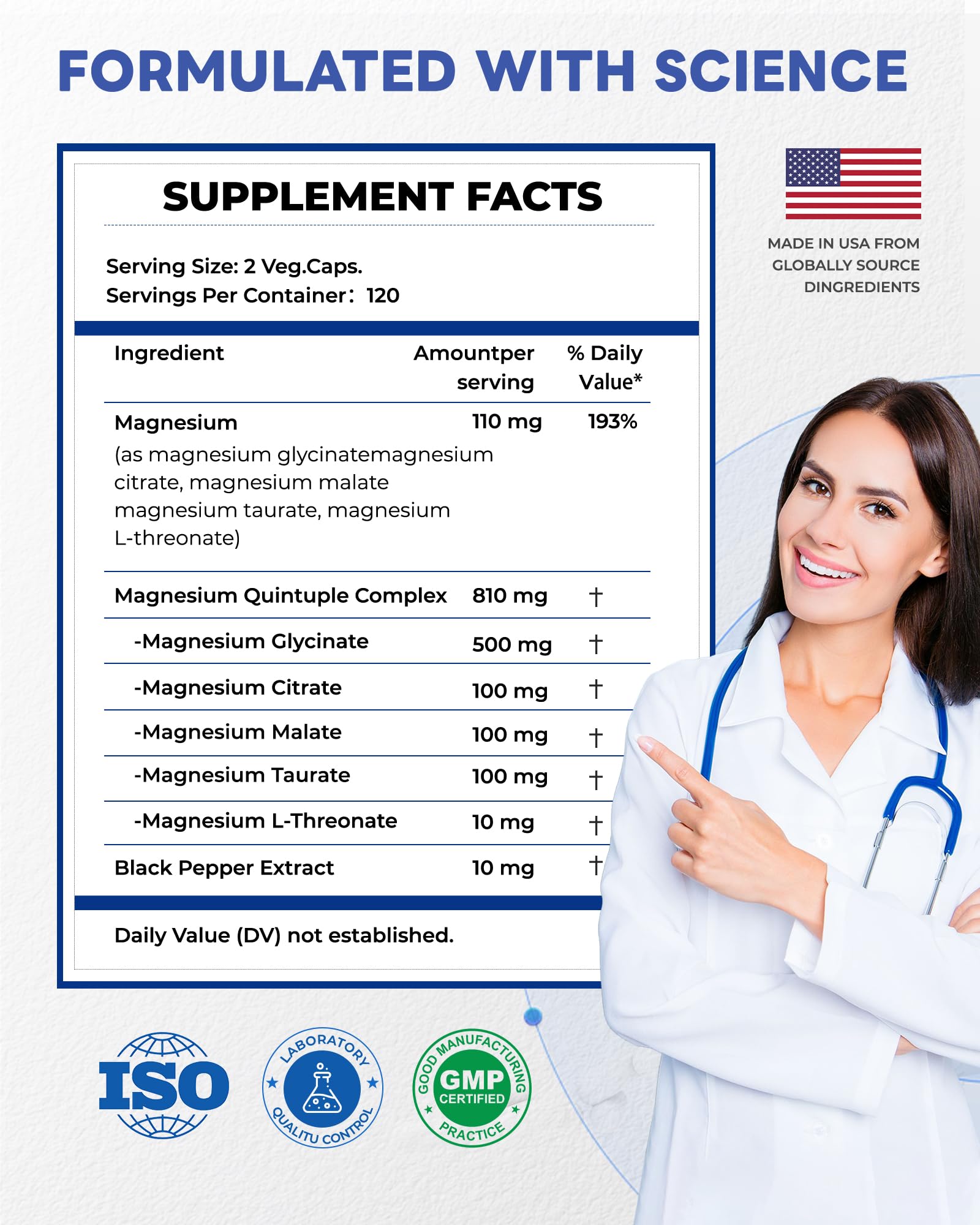 820mg Magnesium Complex 240 Veggie Capsules,for Women & Men with Magnesium Glycinate,Citrate, Malate,Taurate & L-Threonate for Sleep, Mood, Muscle Relaxation & Nerve Function Vegan Friendly, Non-GMO FreeCare uk supplements