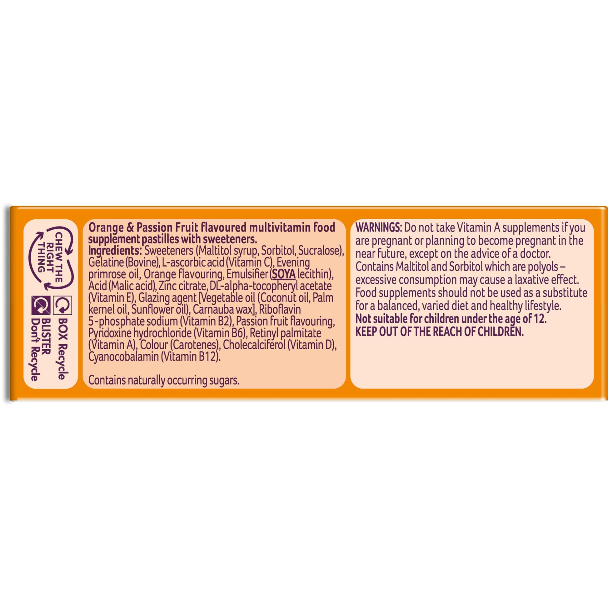Bassetts Vitamins 12-18 EPO Orange & Passion Fruit 30's, 94.2 g, Orange and passionfruit Bassetts Vitamins uk supplements
