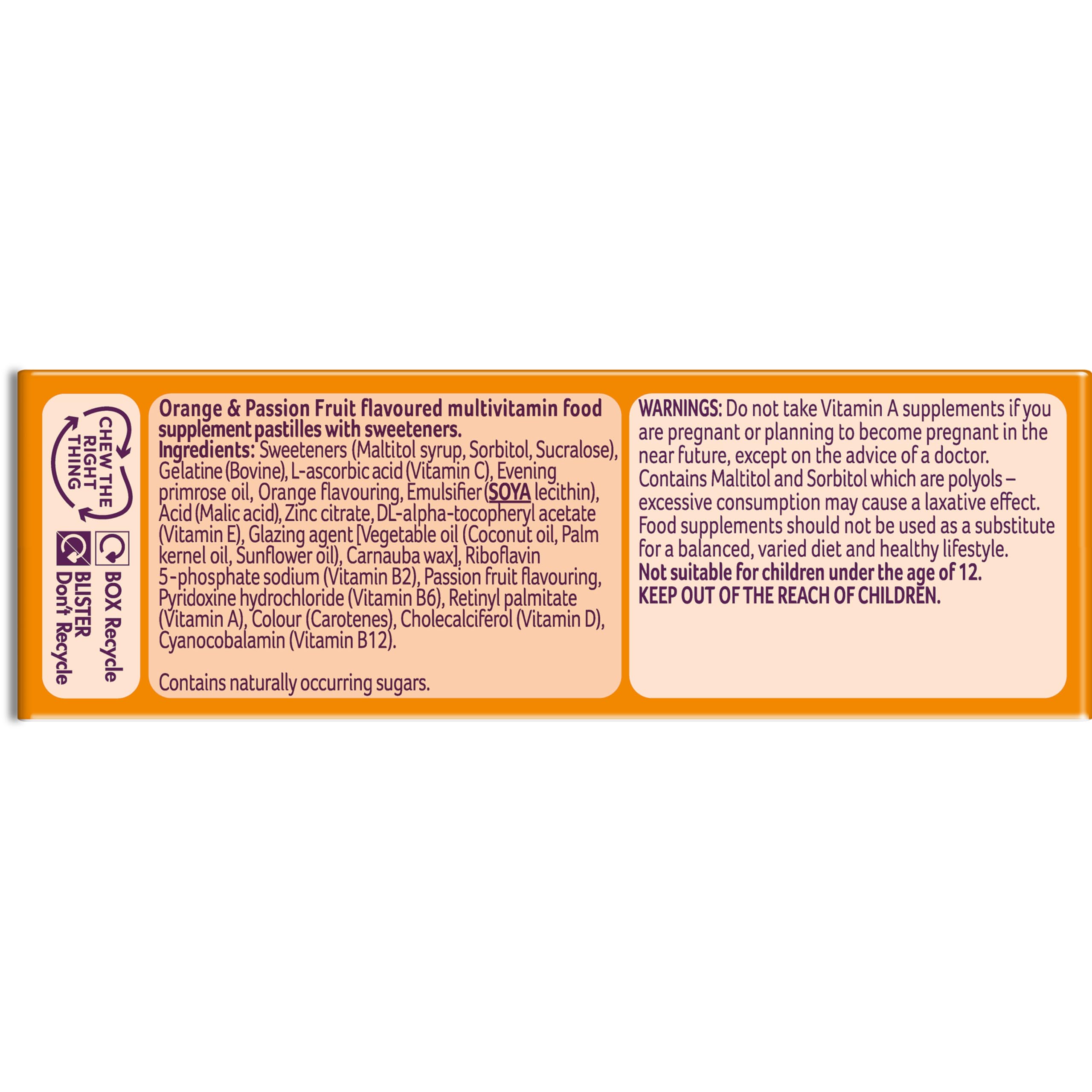Bassetts Vitamins 12-18 EPO Orange & Passion Fruit 30's, 94.2 g, Orange and passionfruit Bassetts Vitamins uk supplements