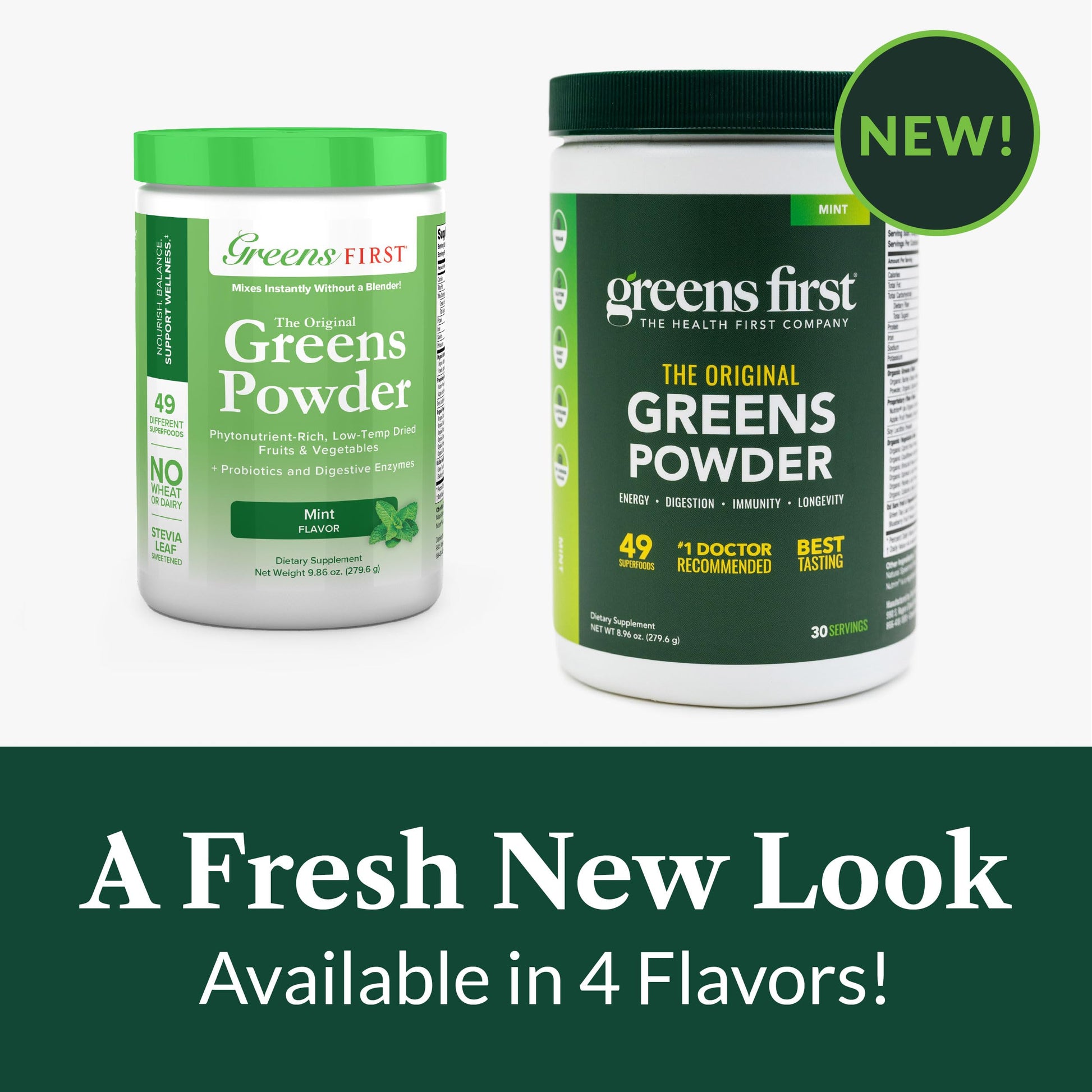 Greens First Original Greens Powder - 49 Superfoods - Organic Fruits & Veggies - Prebiotics, Probiotics & Digestive Enzymes - Antioxidant Smoothie - Dairy Free, Vegan & Non-GMO (Mint, 30 Servings) Greens First uk supplements