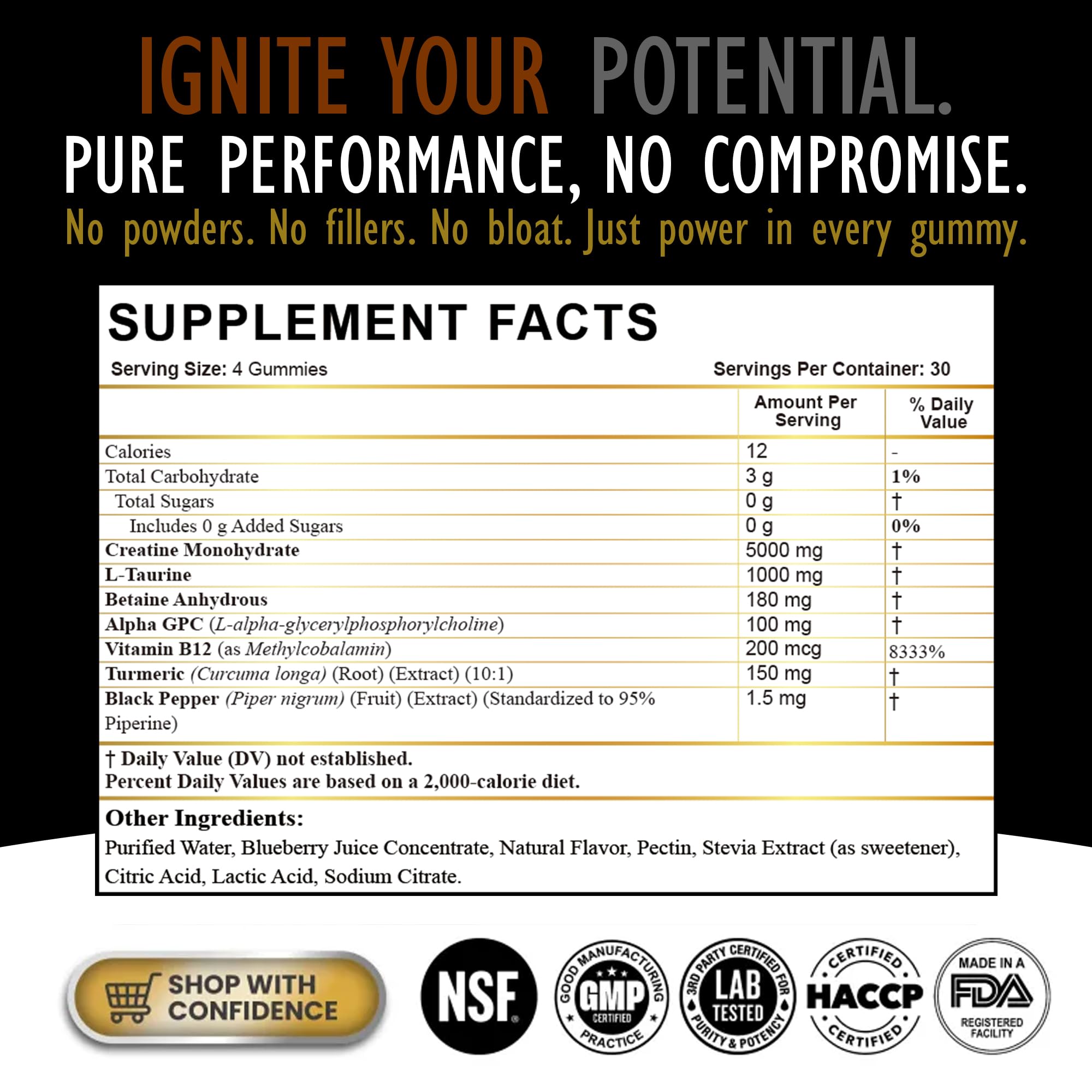 Creatine Monohydrate Gummies for Men & Women - Sugar Free & Vegan Advanced Formula W/L-Taurine + Vitamin B12 - for Muscle Strength, Muscles Builder, Recovery, DLNIA uk supplements