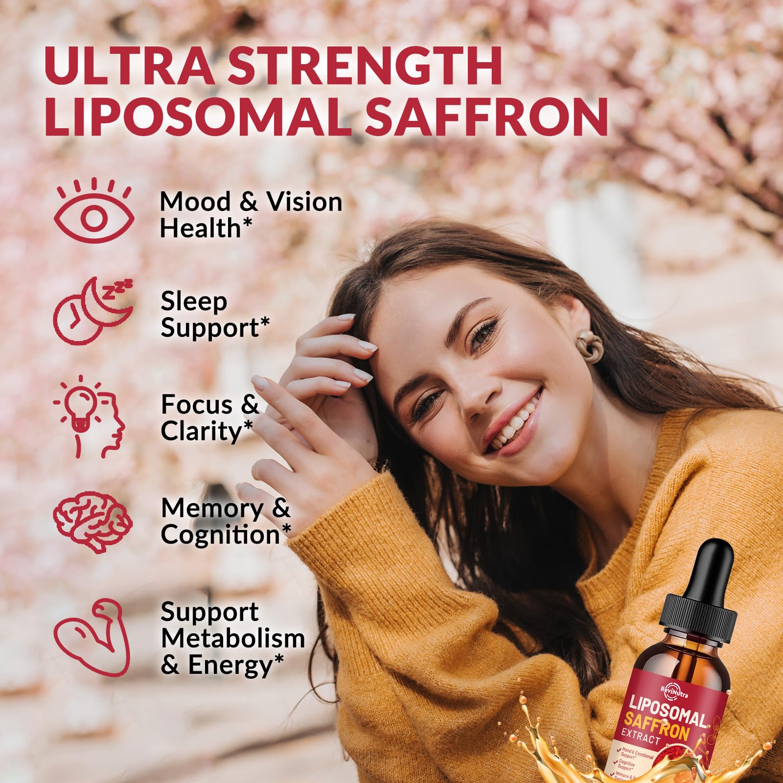 Saffron Supplements - 88.5mg Saffron Extract Liposomal Liquid Drops with Magnesium, Zinc, Ashwagandha, L-Theanine, Vitamin B6, D3 for Antioxidant Mood Energy Vision & Focus, Strawberry Flavor 2 Fl Oz ReviNutra uk supplements