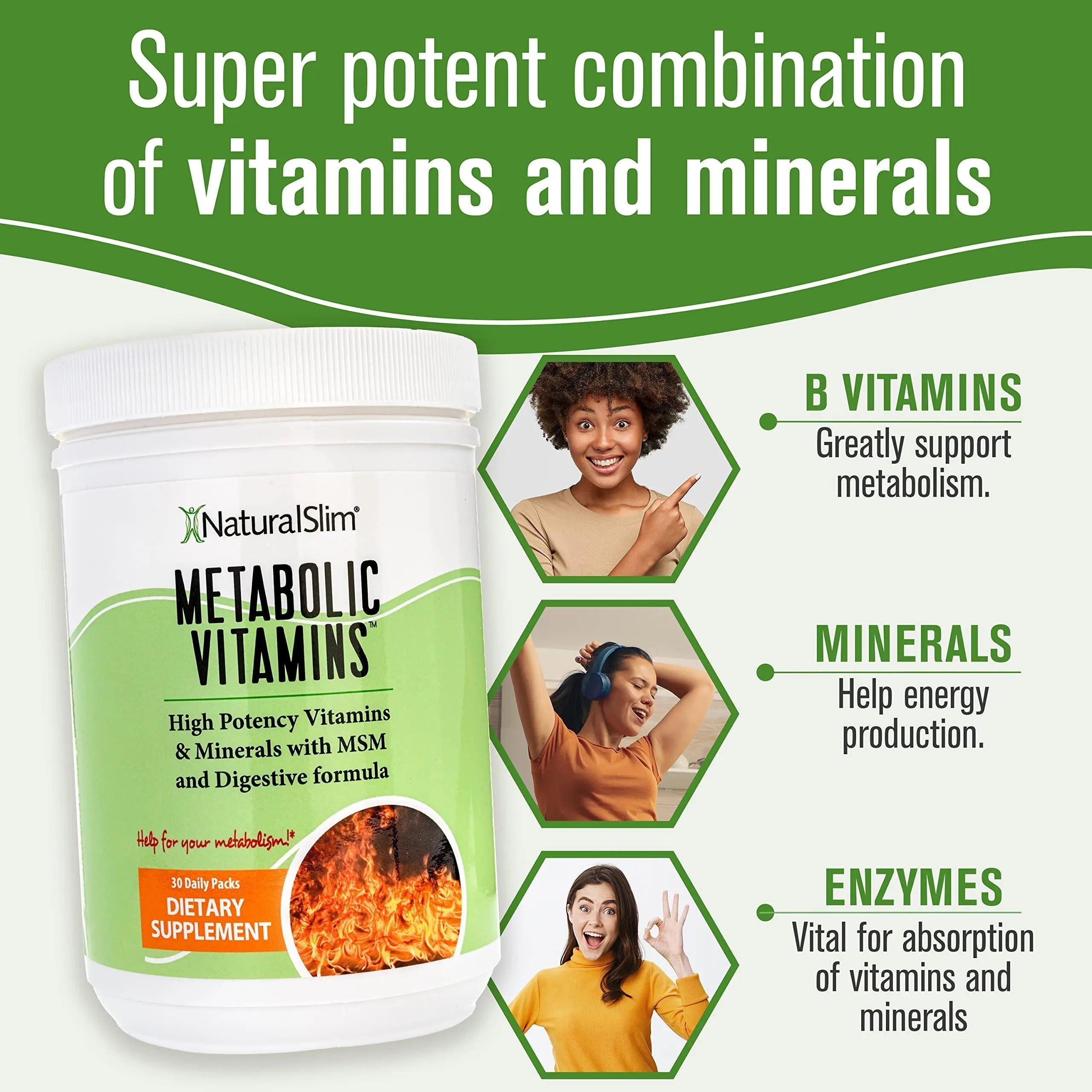 NaturalSlim Metabolic Vitamins - Combination of High Potency Multivitamins, Minerals, B Complex, Msm, & Digestive Formula Supplements NaturalSlim uk supplements