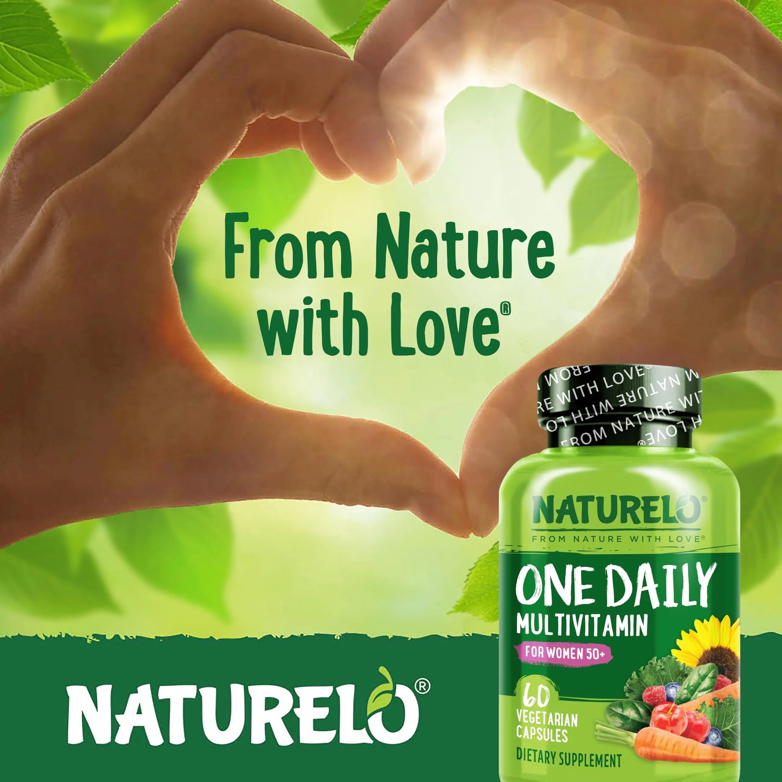 NATURELO One Daily Multivitamin for Men 50+, 60 Capsules and One Daily Multivitamin for Women 50+ (Iron Free), 60 Capsules Bundle - 2 Month Supply NATURELO uk supplements