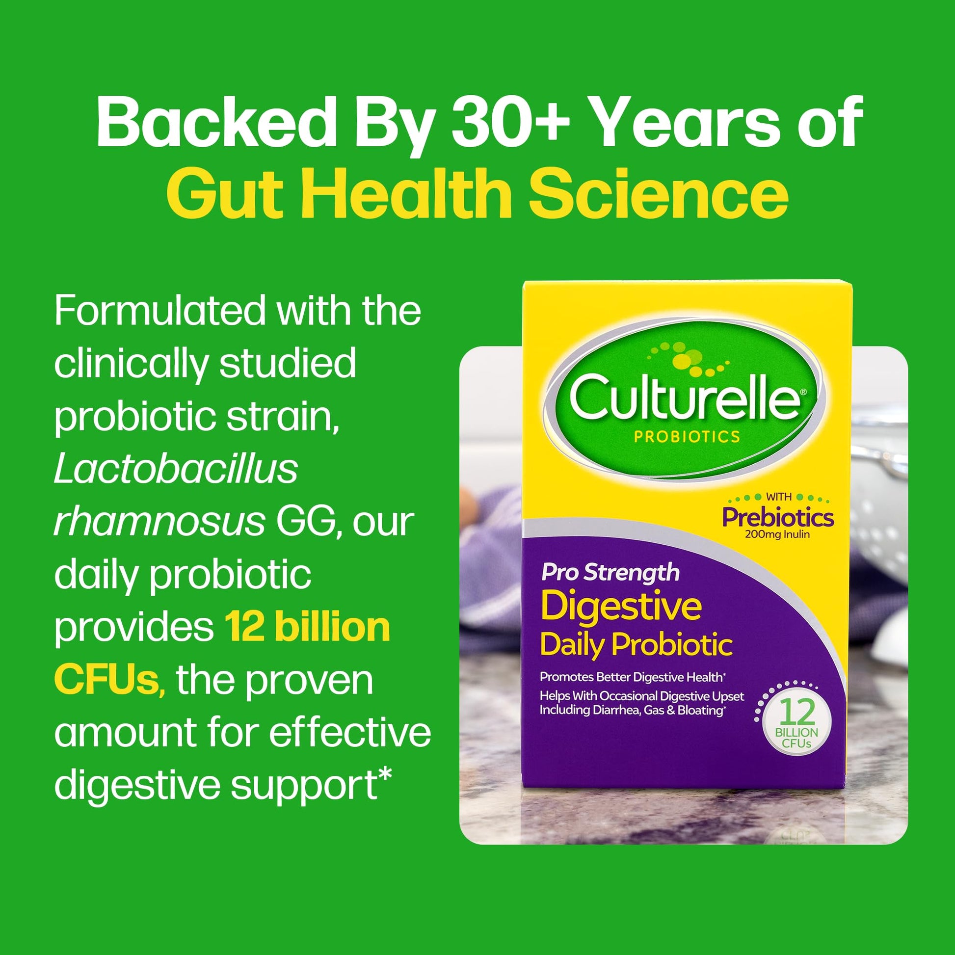 Culturelle Pro Strength Daily Probiotics For Digestive Health (2 Month Supply) with Prebiotics for Women & Men, Supports Occasional Diarrhea, Gas & Bloating, Gluten & Soy Free, 60 Count Culturelle uk supplements