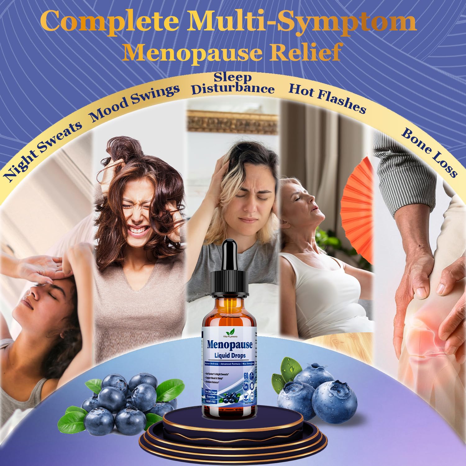 Menopause Supplements Liquid Drops, 8-in-1 Menopause Vitamin w. Black Cohosh, Ashwagandha, D3 B6 Multivitamin for Hot Flash, Night Sweats, Hormone Balance & Mood Support for Women Over 40 Vita PLynxera uk supplements