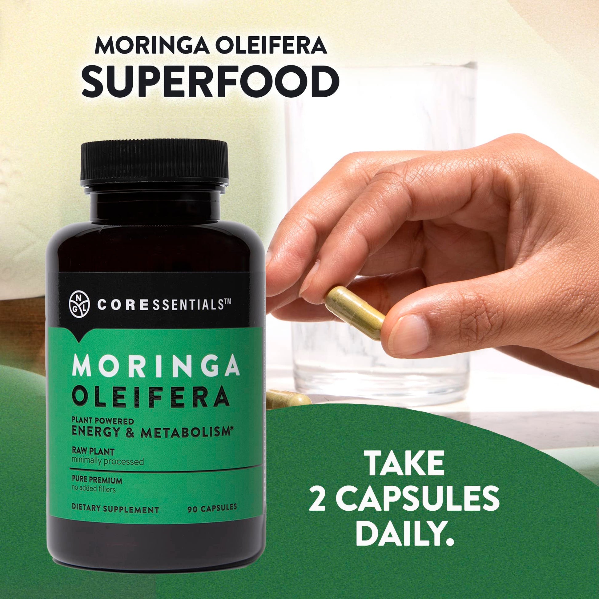 NGL Moringa Capsules 1300mg | Pure Raw Moringa Oleifera Superfood Dietary Supplement | 90 Capsules NGL uk supplements