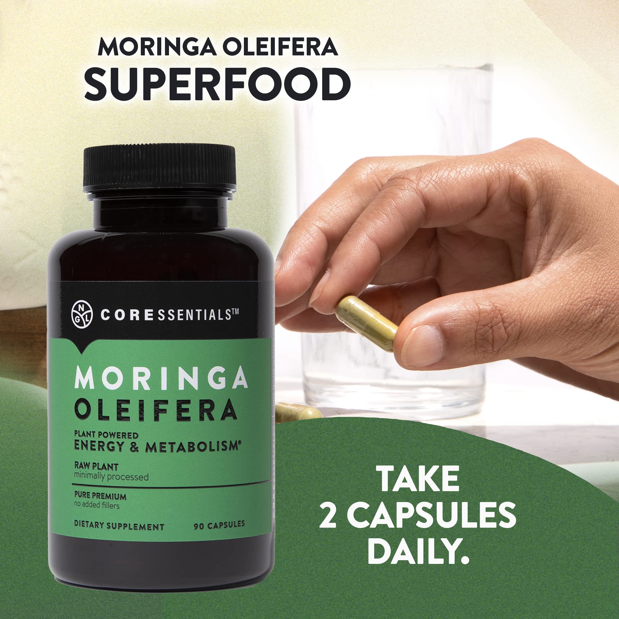 NGL Moringa Capsules 1300mg | Pure Raw Moringa Oleifera Superfood Dietary Supplement | 90 Capsules NGL uk supplements