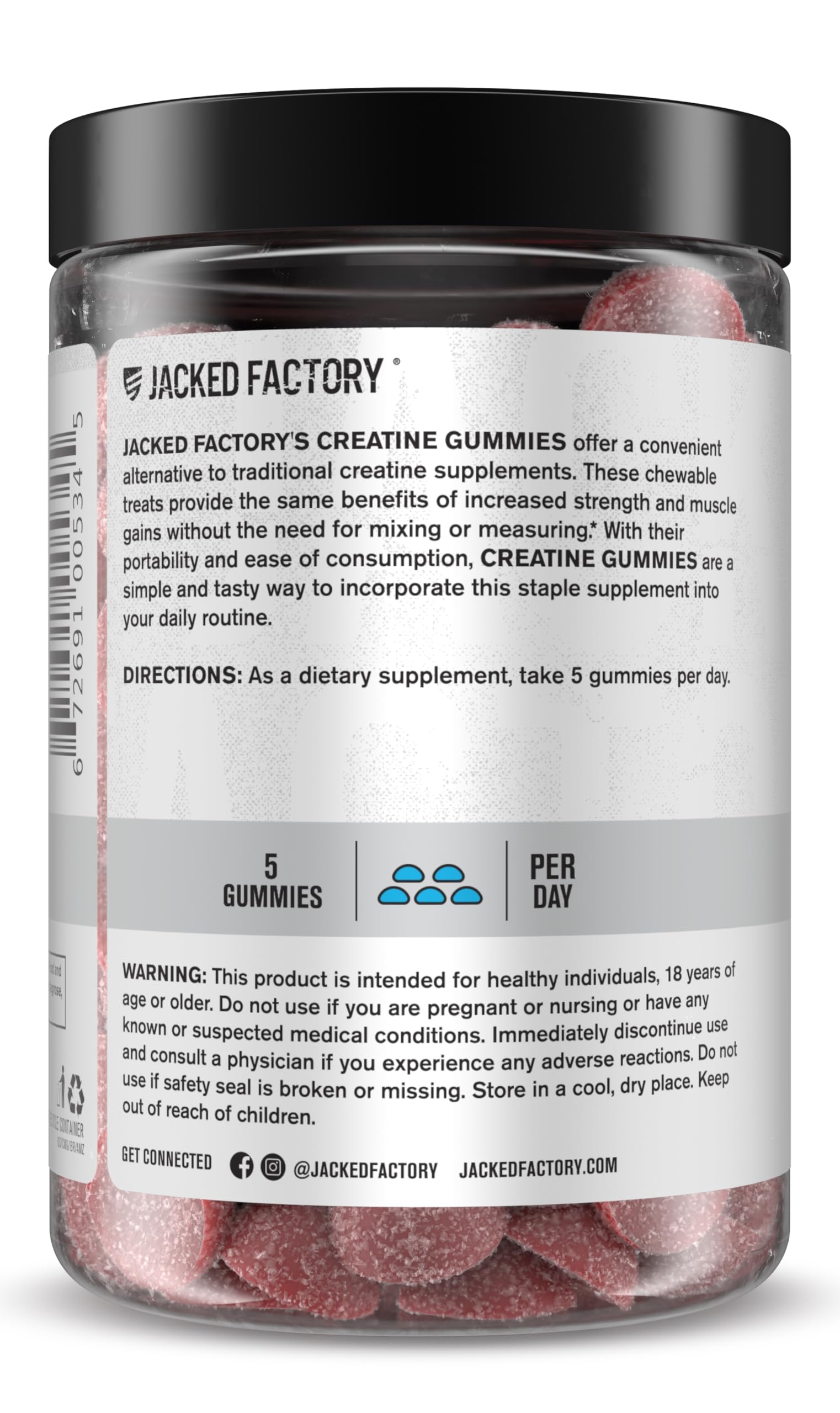 Jacked Factory Creatine Gummies 5g Daily Dose (1g per Gummy) - Creatine Gummy for Men and Women, Vegan-Friendly, Travel-Friendly, Third-Party Tested - 150 Gummies, Blue Raspberry Jacked Factory uk supplements