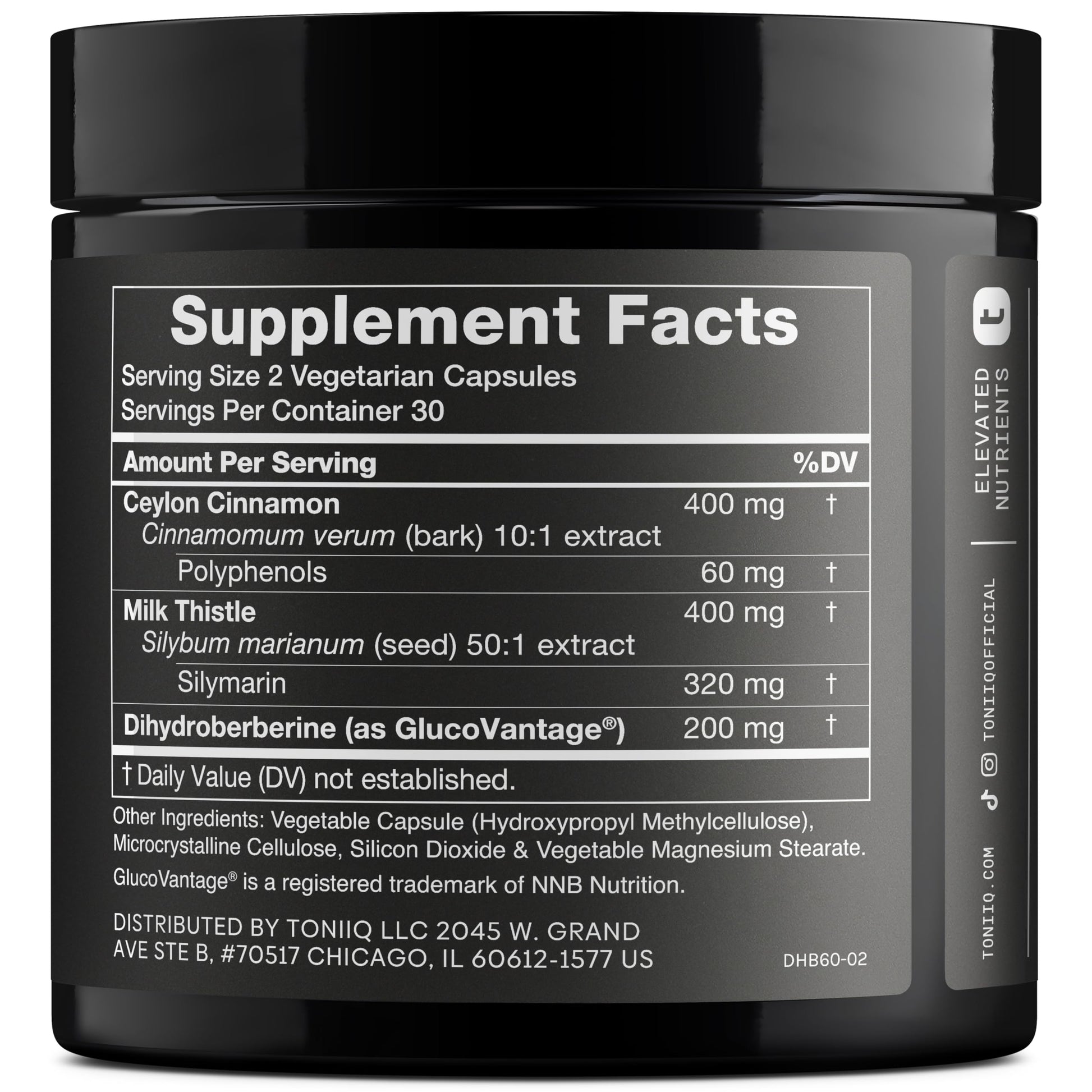 Toniiq Dihydroberberine Supplement - Ultra High Potency 1,000mg Formula with GlucoVantage, 10:1 Ceylon Cinnamon & 50:1 Milk Thistle - Third-Party Lab Tested Toniiq uk supplements