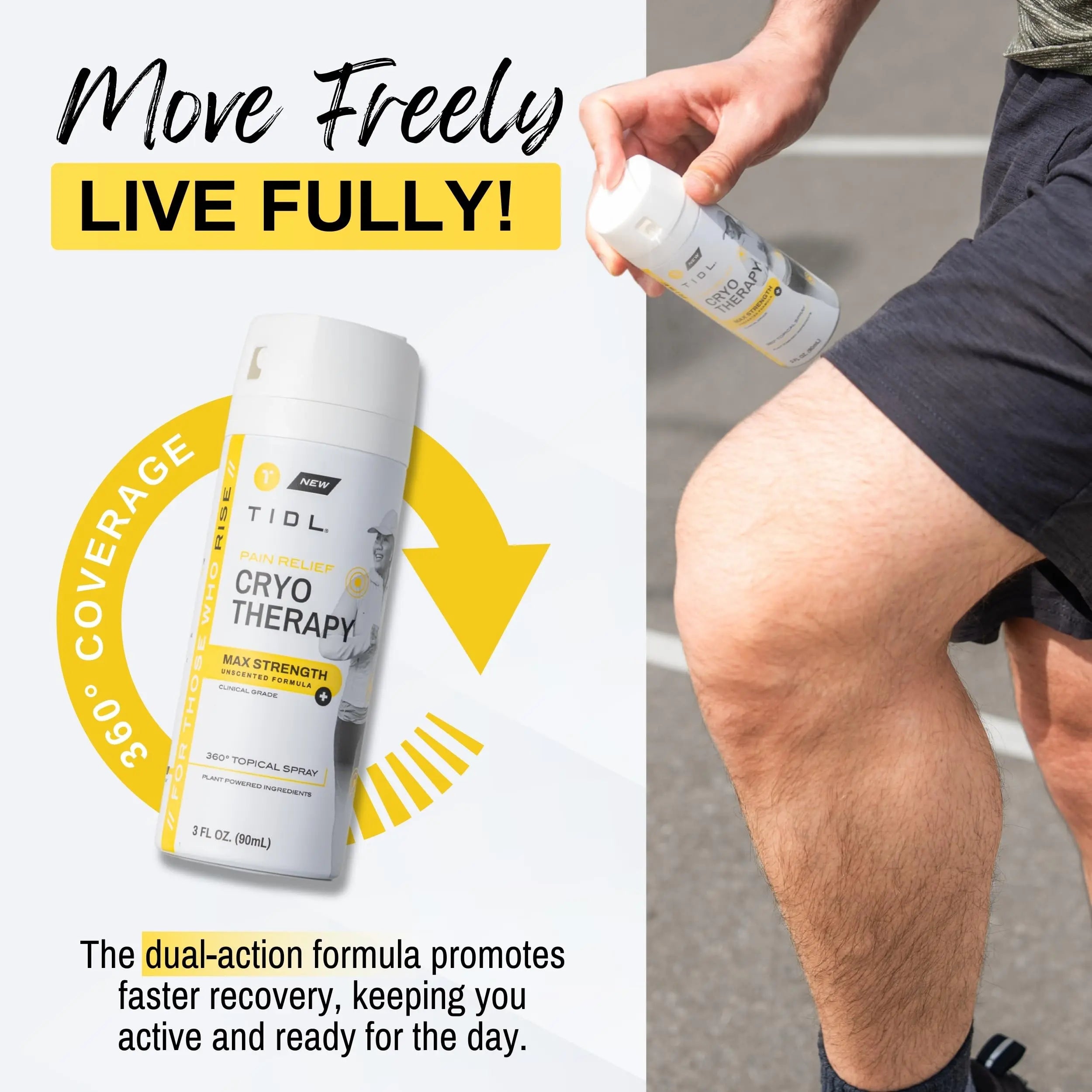 TIDL Cryotherapy Pain Relief Spray, 3 Oz (Pack of 2) Max Strength for Fast-Acting Muscle, Joint & Neck Pain Relief, Plant-Based Menthol & Camphor Pain Reliever, Quick Drying Formula TIDL uk supplements