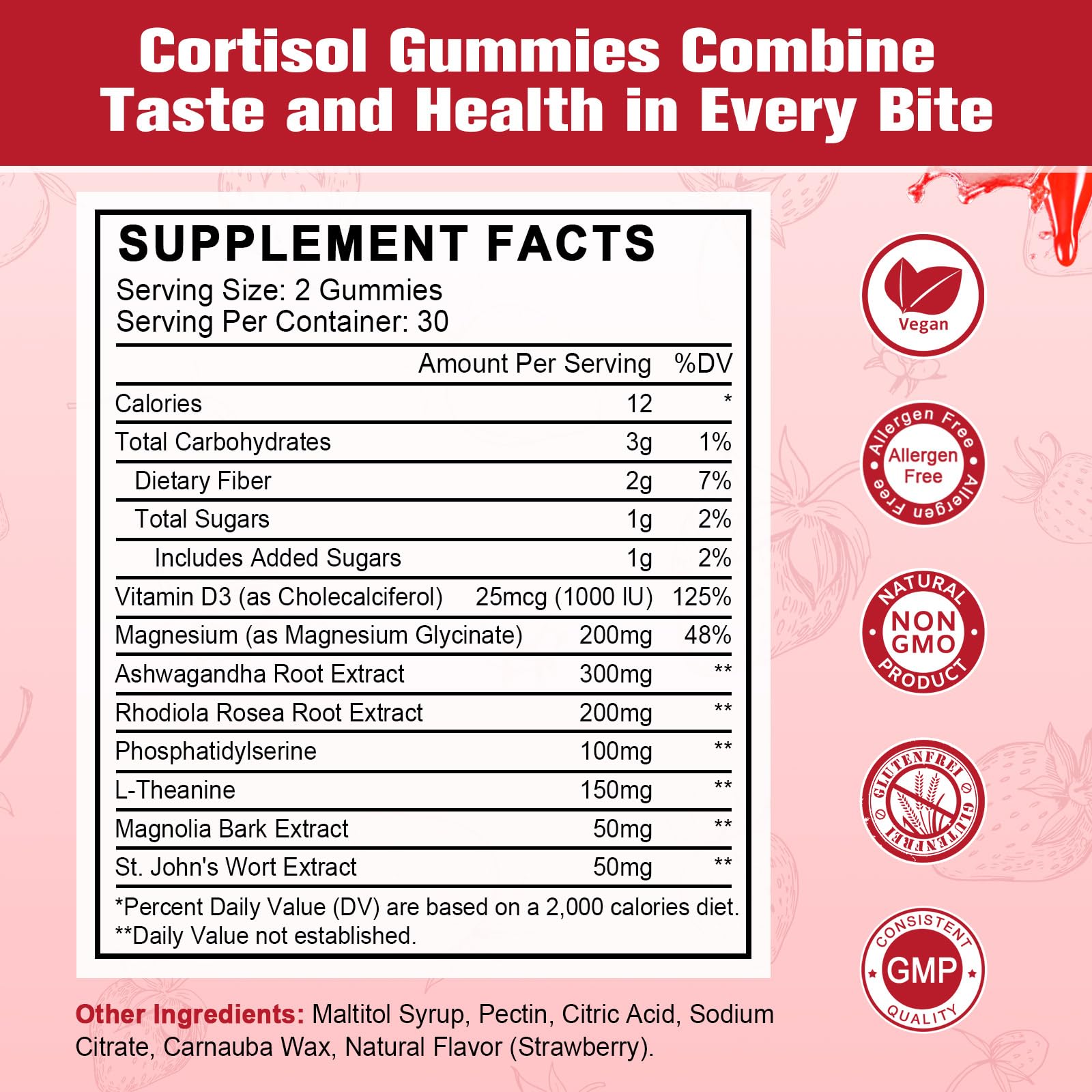 JIANKYTZ Cortisol Gummies for Women with Ashwagandha, Rhodiola Rosea, L-Theanine, Magnesium, Vitamin D3 for Zzz Support, Balanced Cortisol, Vegan, 60 Gummies JIANKYTZ uk supplements
