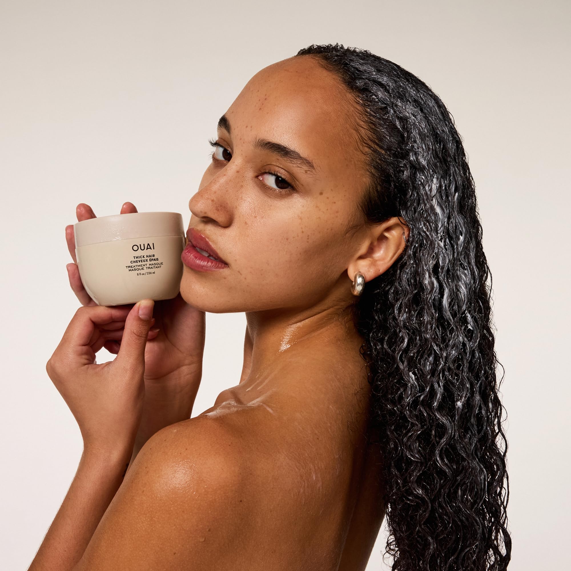 OUAI Thick Hair Mask - Treatment Masque with Almond Oil, Olive Oil, & Hydrolyzed Keratin to Restore Damaged Hair - Phthalate & Paraben Free Masque (3.4 Oz) OUAI uk supplements