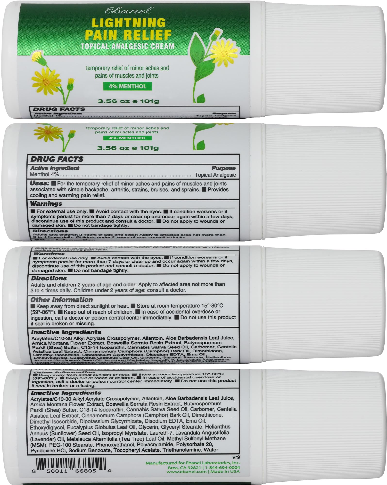 Ebanel Pain Relief Roll On for Arthritis, Foot, Back, Joint, Neck, Strains & Sprains with Menthol, Camphor, Arnica, Emu Oil, MSM, Boswellia, Targeted Muscle Pain Relief Roll On Ebanel uk supplements
