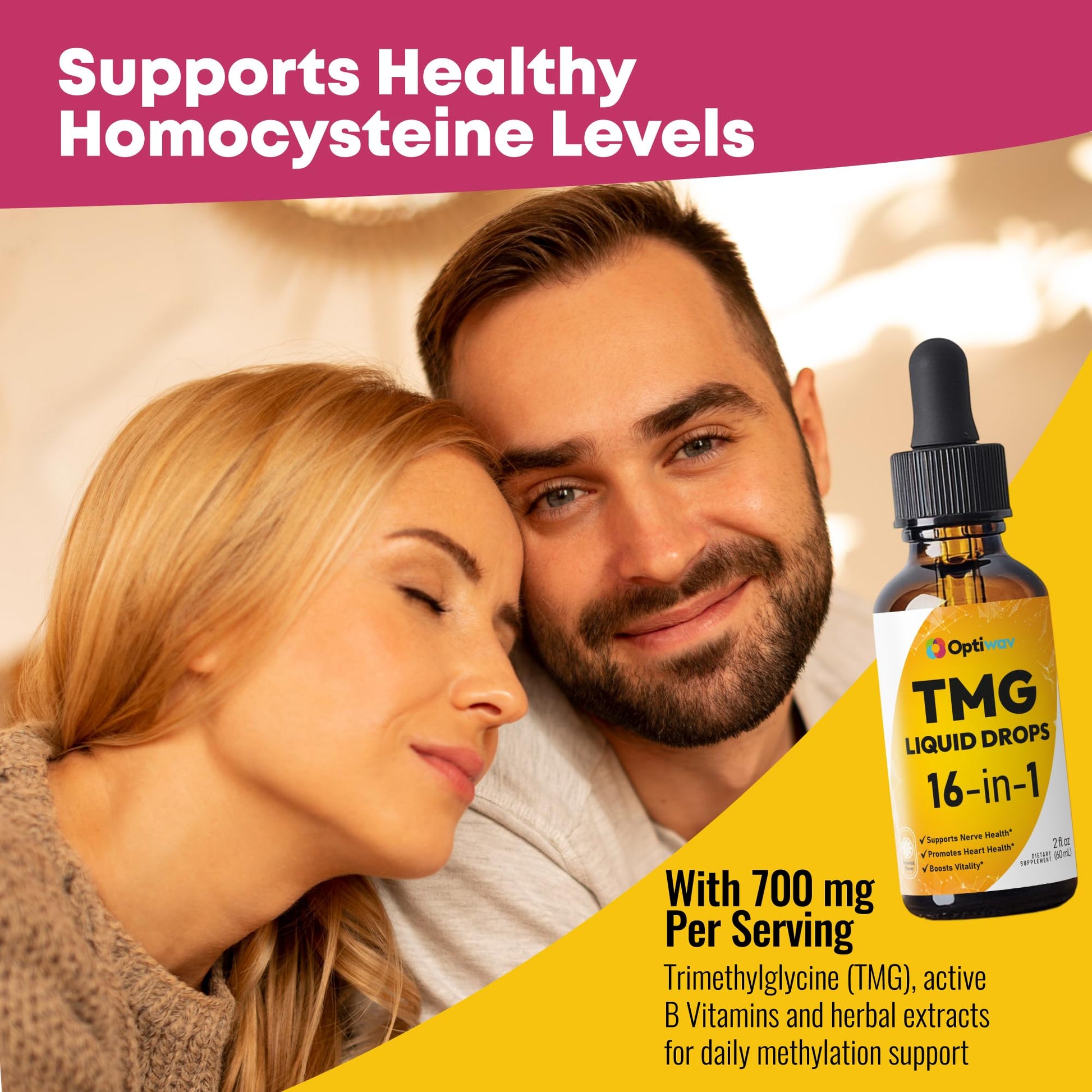 Optiwav TMG Trimethylglycine Liquid Drops - Betaine High Absorption Methylated Vitamins Supplement for Homocysteine Methylation & Heart Health Support - Orange Flavor Gluten Free Vegan - 2 fl oz Optiwav uk supplements