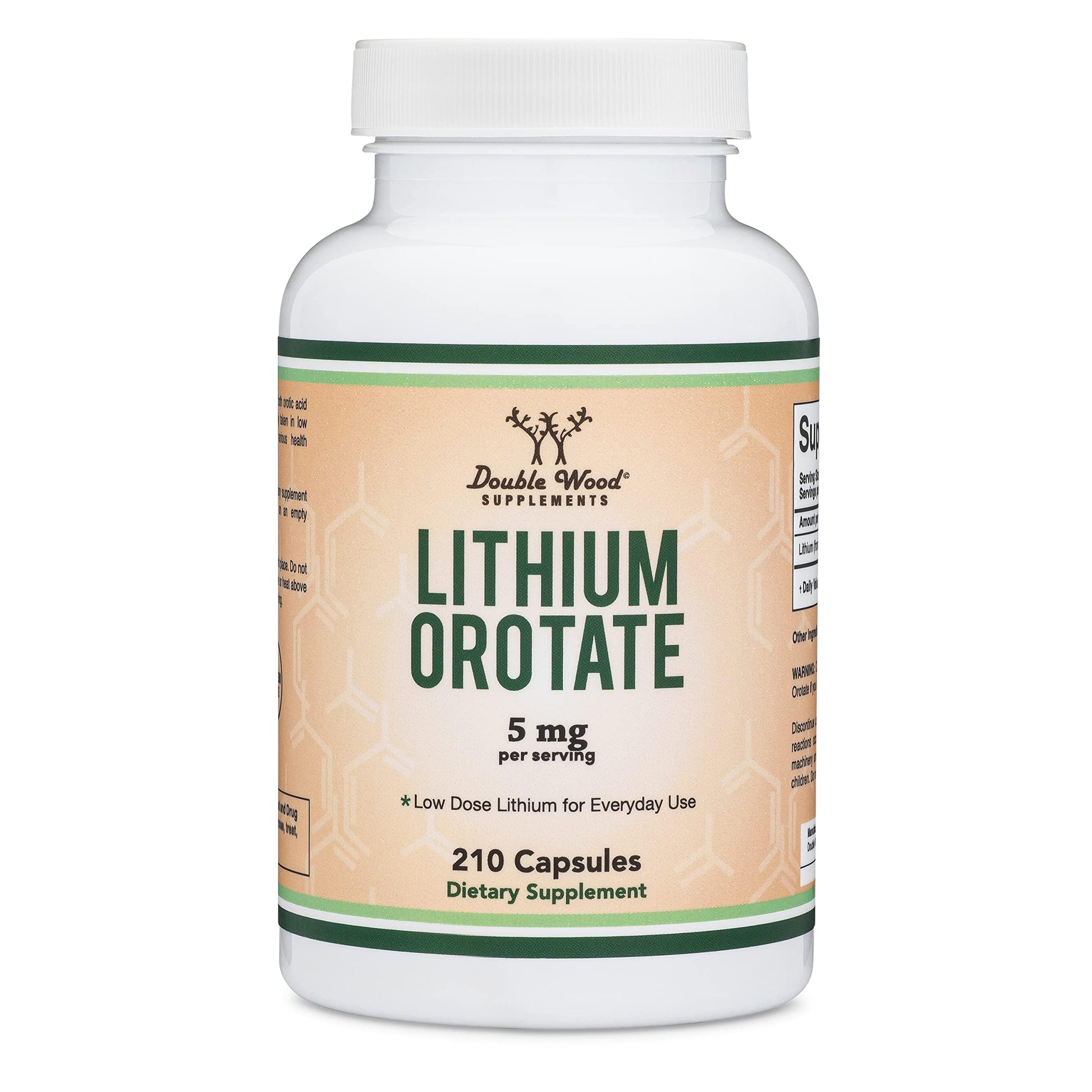 Lithium Orotate 5mg of Elemental Lithium for Cognition and Brain Health, 210 Capsules (Third Party Tested, Vegan Safe, Non-GMO) by Double Wood Supplements Double Wood Supplements uk supplements
