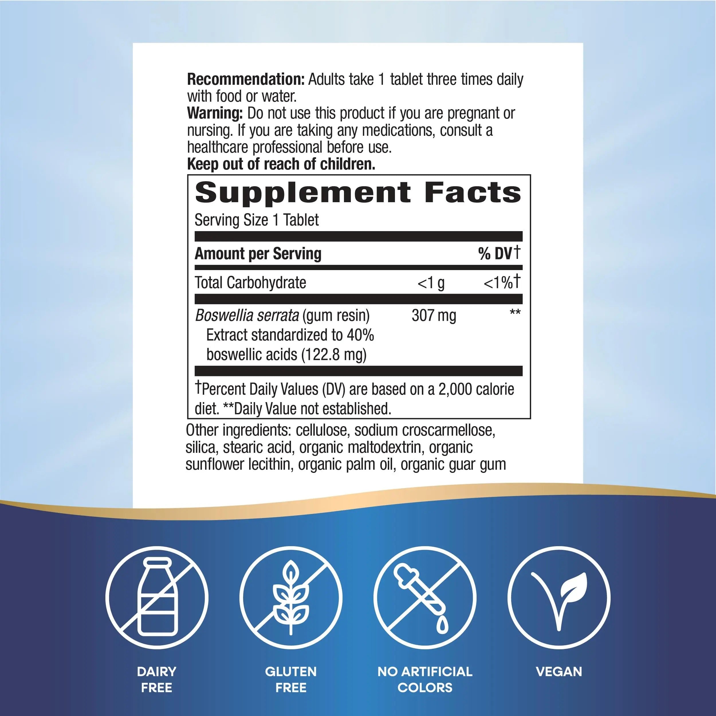 Nature's Way Boswellia Premium Extract, Supports Joint Mobility*, 307 mg Boswellia serrata Extract per Serving, Frankincense Supplement, Gluten Free & Vegan - 60 Tablets (Packaging May Vary) - 2 Pack Nature's Way uk supplements
