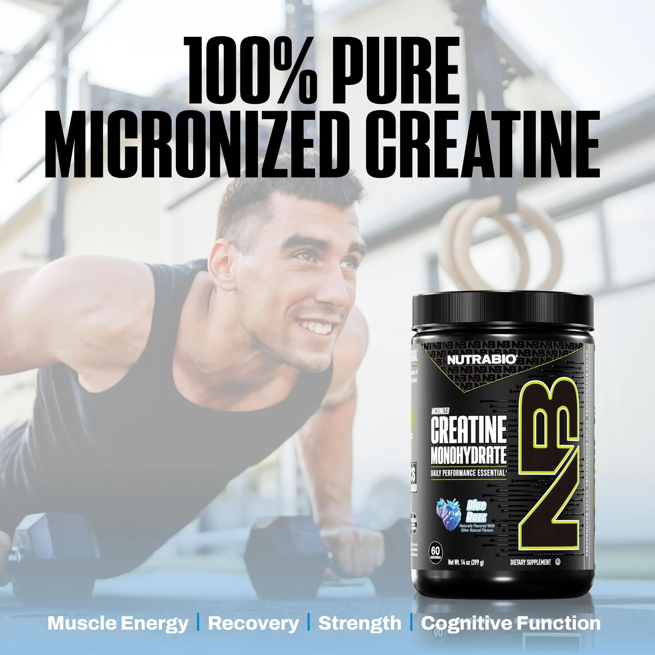 NutraBio Pure Micronized Creatine Monohydrate Powder Supplement, Blue Razz (300 g) - Supports Bulk Muscle Energy, Recovery, and Strength - HPLC Tested Creatine Powder Supplement for Men and Women NutraBio uk supplements