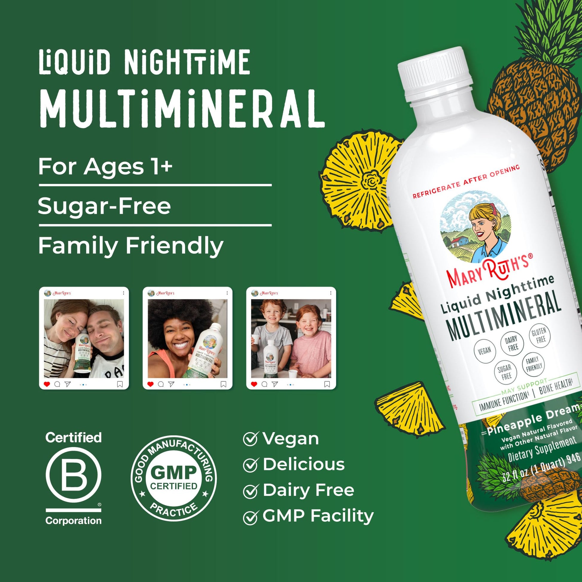 MaryRuth Organics Liquid Nighttime Multimineral | NO Melatonin | Magnesium Citrate | Calcium | Zinc | Vitamin D3| Available in 4 Flavors | Vegan | Sugar Free | Gluten Free | 32 Oz MARYRUTH'S uk supplements