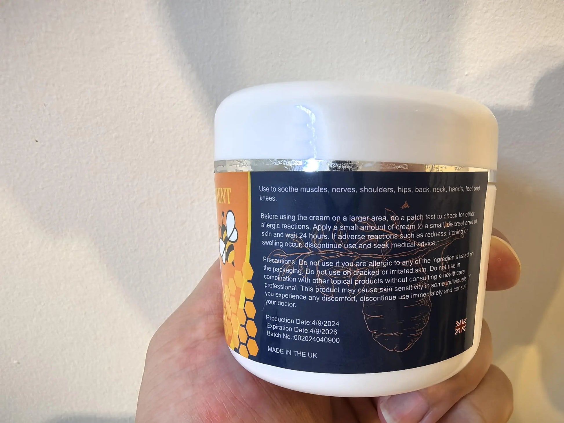 Beeswax and Honey Fast Acting Joint Muscle Bone Cream, Immediate Help for Back, Neck, Hand, Feet, Knee, Shoulder, Topical, Nerve, Plantar, Ankle, Foot Discomfort, Natural Added YOKOBBYES uk supplements