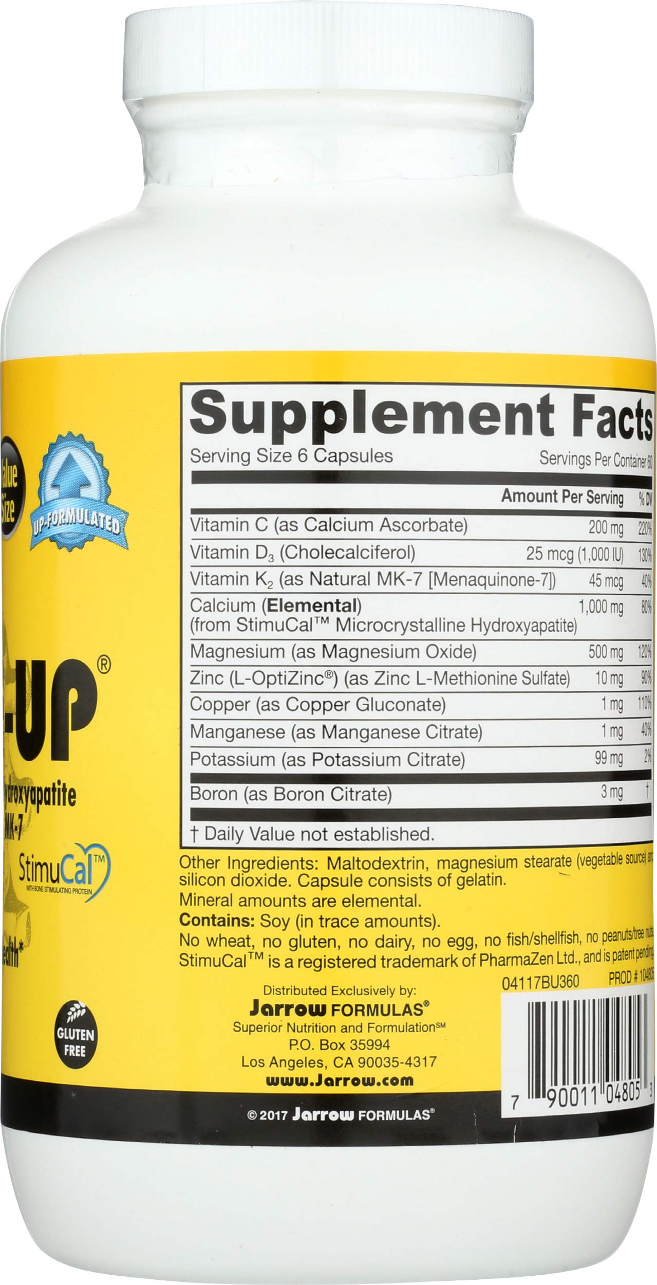 Jarrow Formulas BoneUp for Bone Density - Vitamin D3 and K2, Calcium Support, 360 Capsules, Promotes Skeletal Nutrition, Up to 60 Days Supply Jarrow Formulas uk supplements