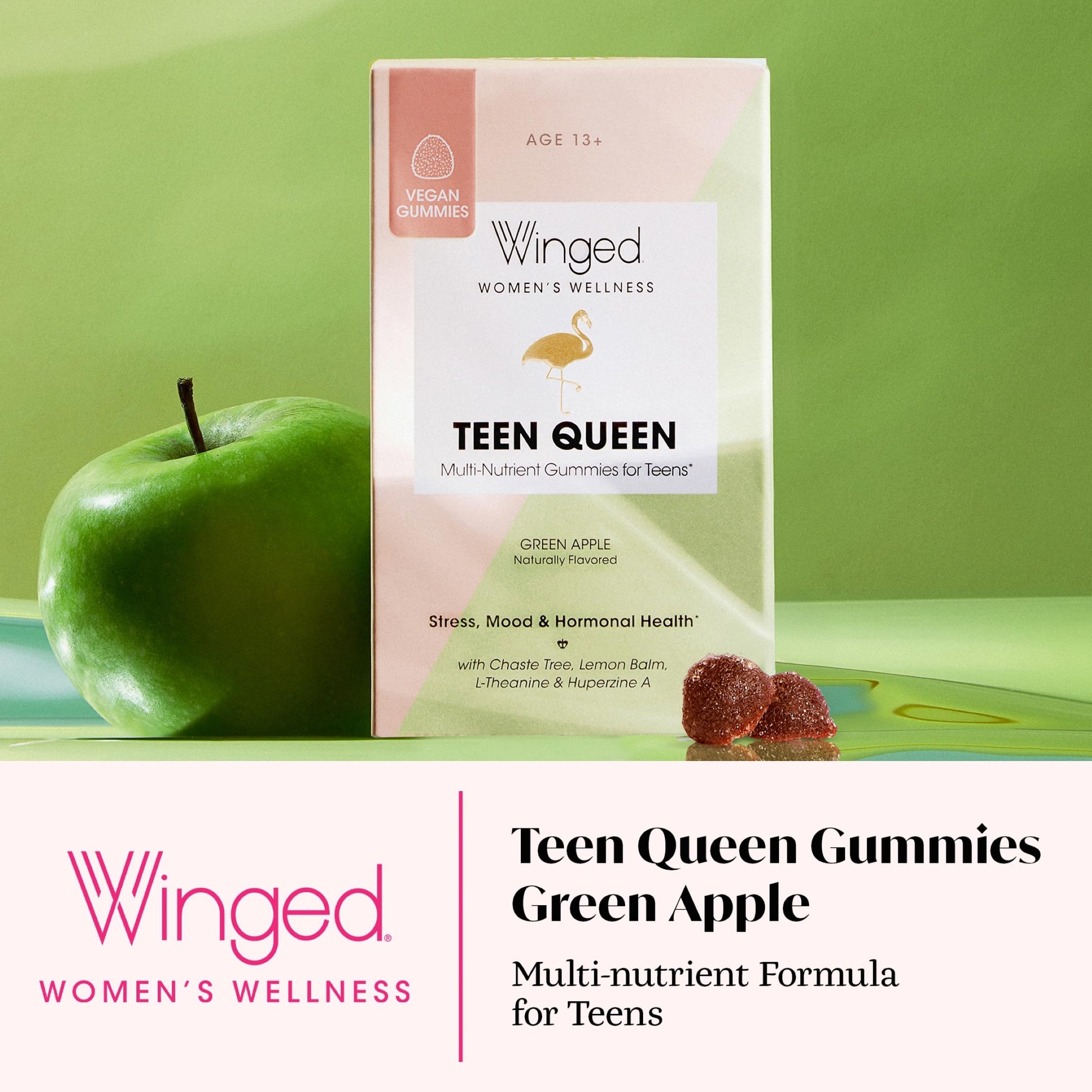 Winged Wellness Multivitamin Gummies for Teen Girls - Teen Vitamins for Mood & Hormonal Health - Vegan Gummy Supplement with Chaste Tree, Lemon Balm, L-Theanine, Probiotics & Biotin - 50 Gummies Winged Wellness uk supplements
