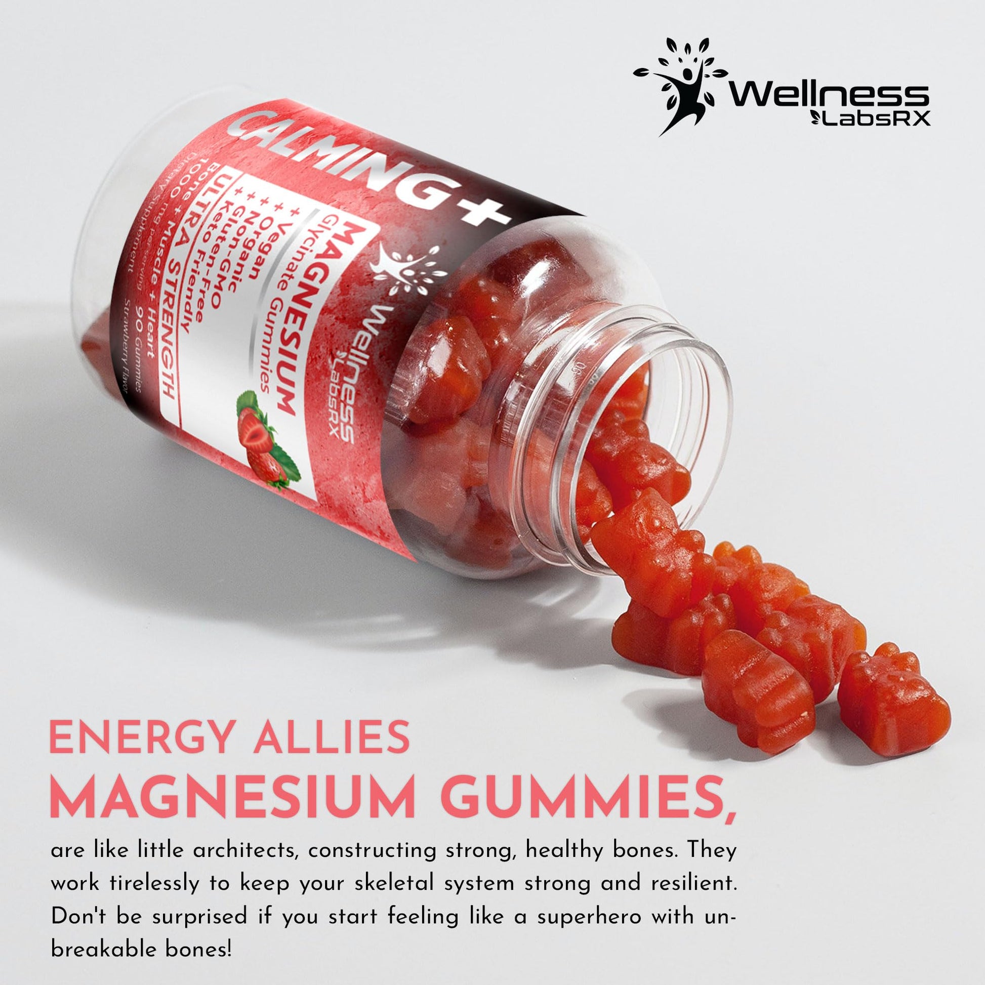 Magnesium Glycinate Gummies - 1000 mg - Magnesium Supplement to Support WELLNESS LABSRX uk supplements