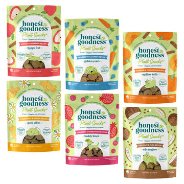 Honest to Goodness Plant Snacks Dog Treats, Enriched with Omega 3s & Postbiotics, 8oz Variety Pack, 6 Bags Honest to Goodness uk supplements