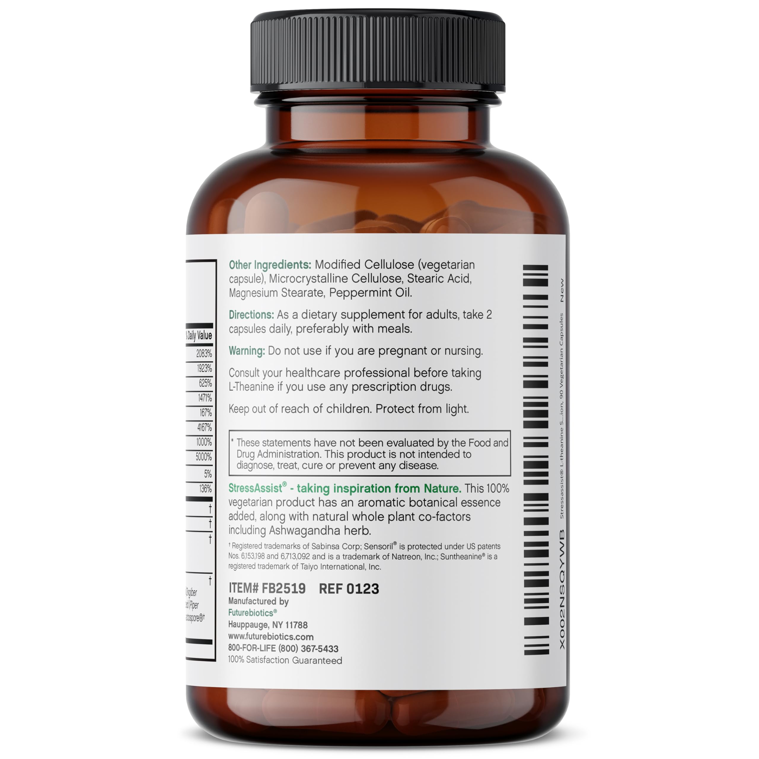 Futurebiotics Stressassist L-theanine Ashwagandha and Rhodiola Rosea Stress Complex - Natural Nutritional Stress Function, 90 Vegetarian Capsules Futurebiotics uk supplements