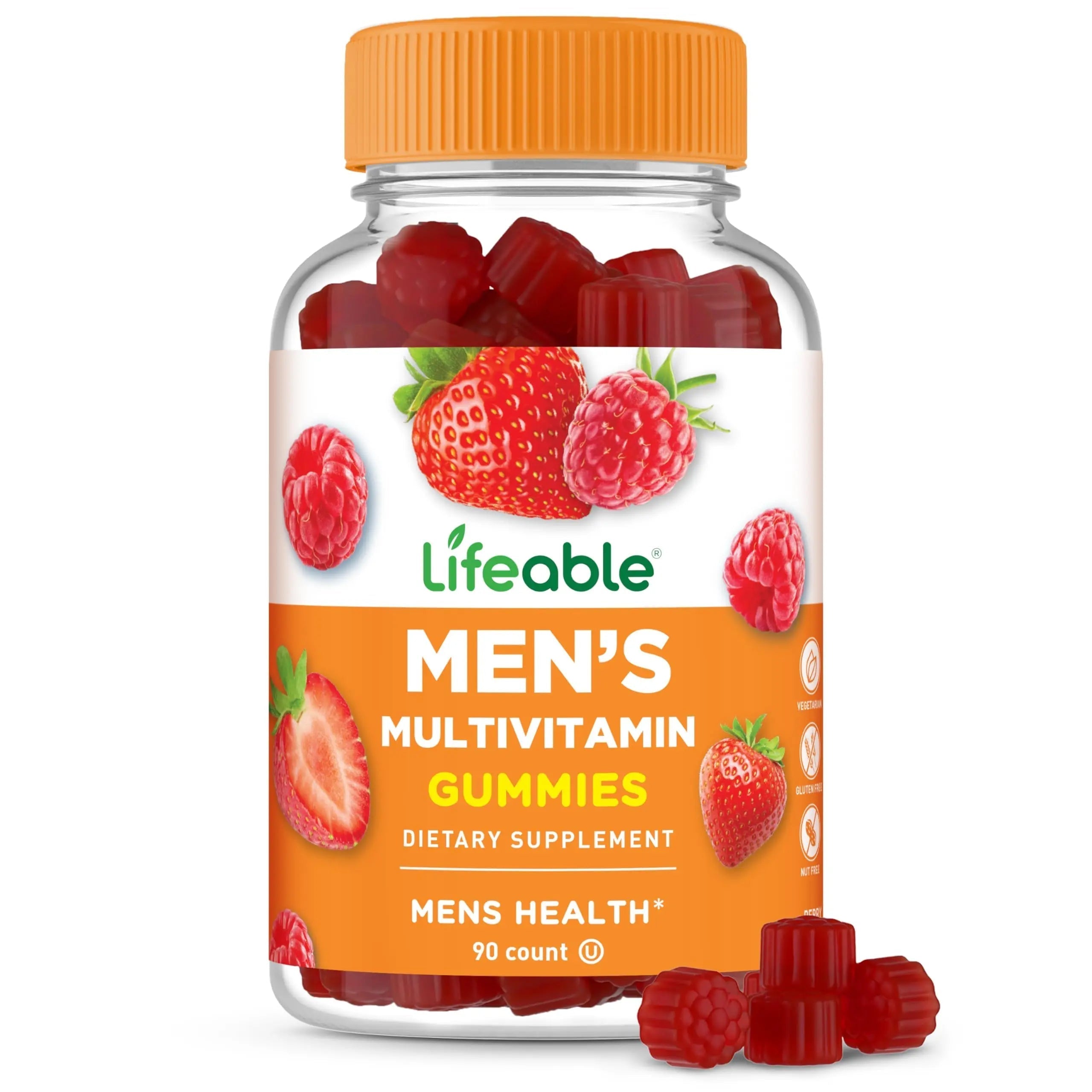 Lifeable Multivitamin for Men Gummies | VIT A, C, D, E, B1, B2, Niacin, B5, B6, Folate, B12, Biotin, Iodine, Zinc, Chromium, Ginseng, Lycopene, Inositol | Lifeable uk supplements