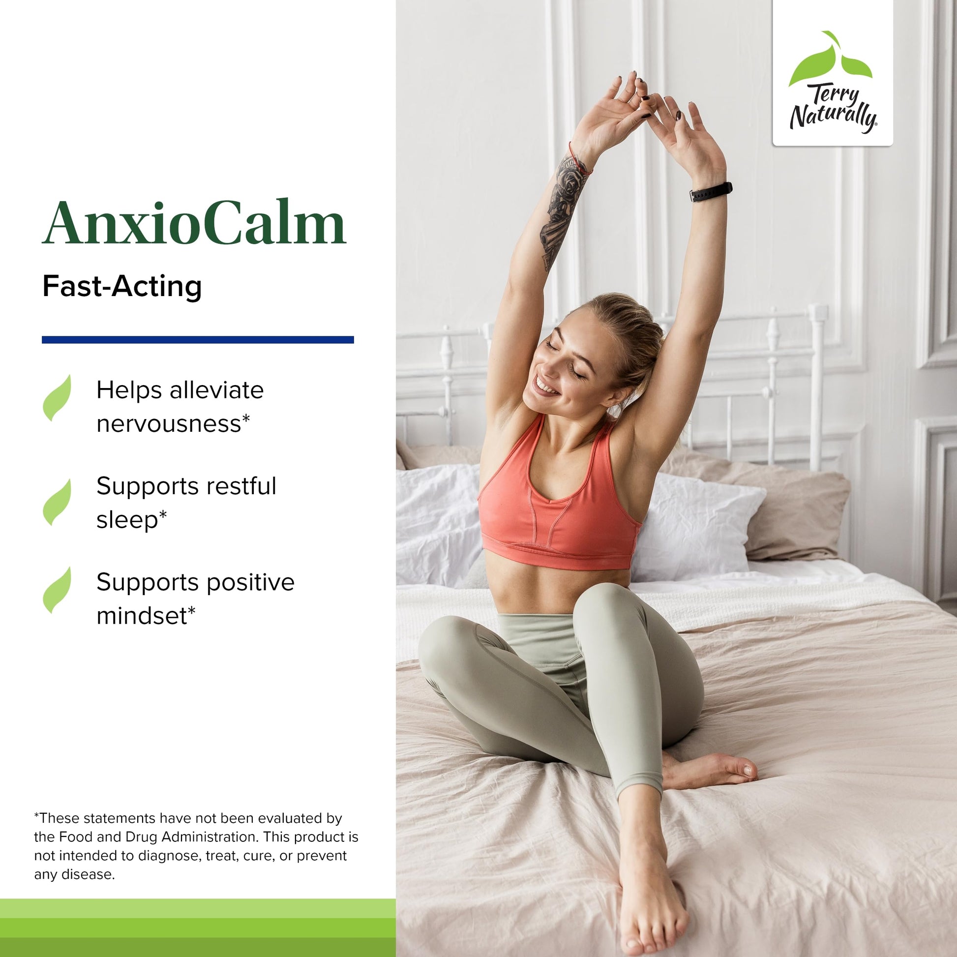 Terry Naturally AnxioCalm - Calming Support Supplement - Supports Against Occasional Tension & Aids Calm Feelings with Narrow-Leaved Coneflower - Non-Drowsy Supplement - 75 Tablets Terry Naturally uk supplements