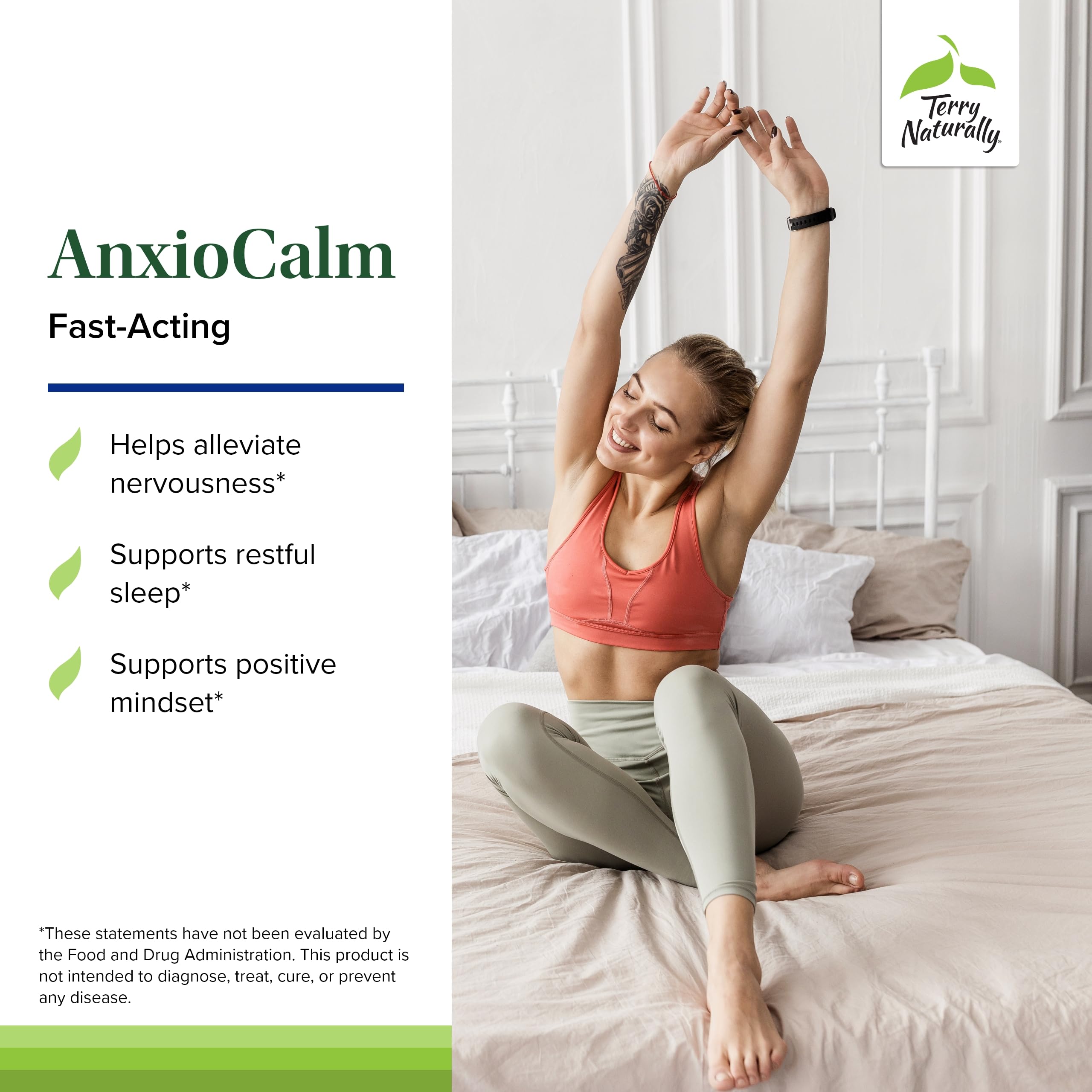 Terry Naturally AnxioCalm - Calming Support Supplement - Supports Against Occasional Tension & Aids Calm Feelings with Narrow-Leaved Coneflower - Non-Drowsy Supplement - 75 Tablets Terry Naturally uk supplements