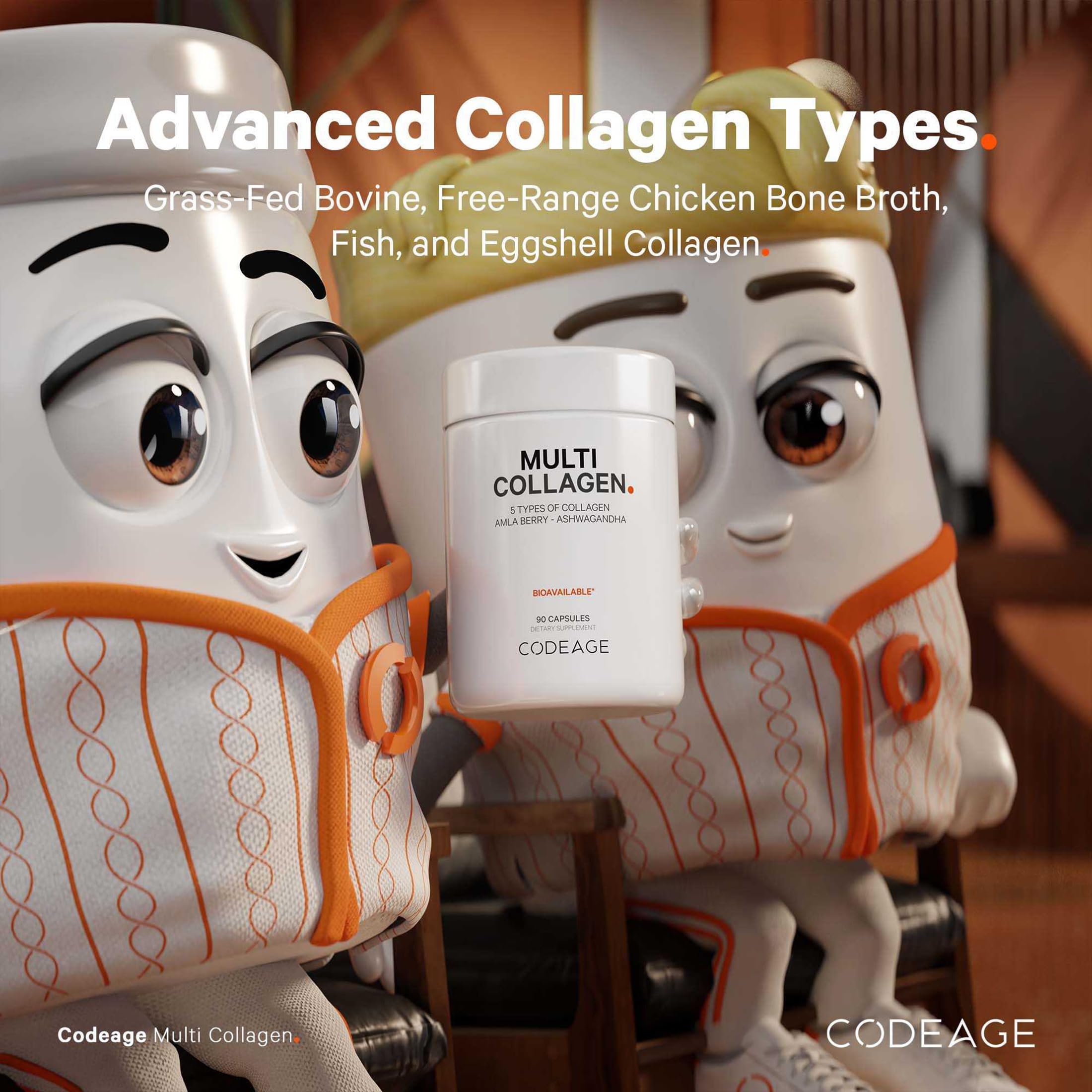 Codeage Multi Collagen Peptides Protein Capsules, 5 Collagen Types, Grass-Fed & Hydrolyzed Bovine Collagen Pills Supplement, Ashwagandha, Amla Berry Vitamins, Collagen Peptides - 90 Capsules Codeage uk supplements