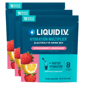 Liquid I.V.® Hydration Multiplier - Strawberry Lemonade | Electrolyte Powder Drink Mix | 3 Pack (48 Servings) Liquid I.V. uk supplements
