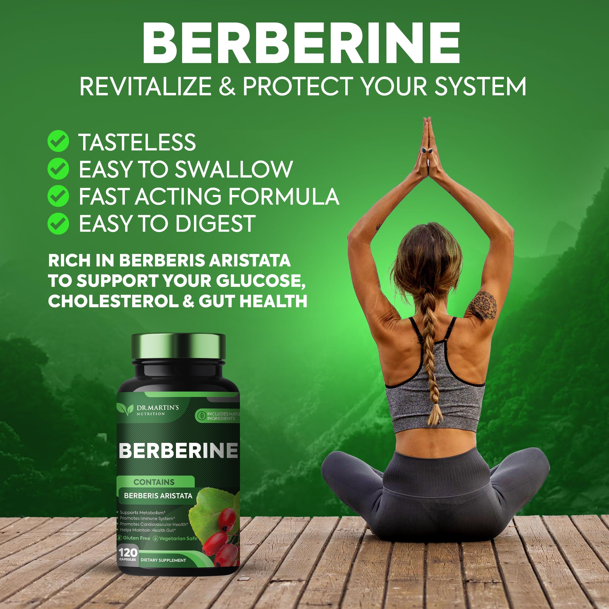 Potent 1200mg Berberine Supplement | 120 Capsules | Berberine HCL Supplement For Healthy DR. MARTIN'S NUTRITION uk supplements