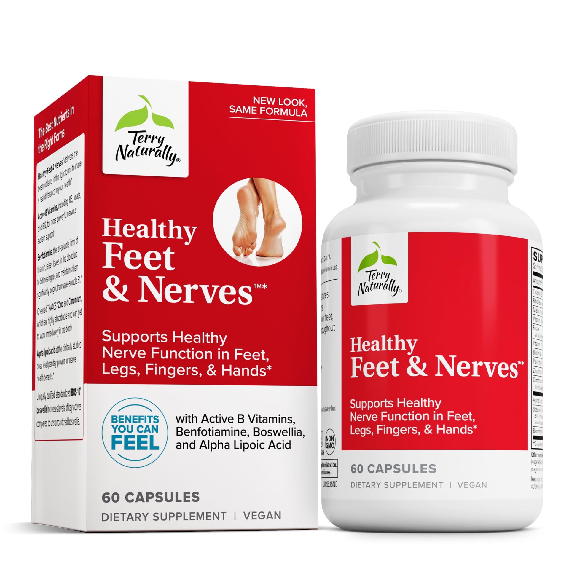 Terry Naturally Healthy Feet & Nerves - Herbal Supplement with Bioactive Vitamin B12 - Circulation & Nerve Health Support Supplement - Vegan Capsules with Boswellia Serrata - 60 Capsules Terry Naturally uk supplements