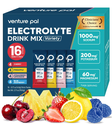 Venture Pal High Sodium Sugar Free Electrolytes Powder Packet, Zero Calories Hydration Packets with Vitamin, Sodium, Potassium & Magnesium, Electrolyte Drink Mix Venture Pal uk supplements