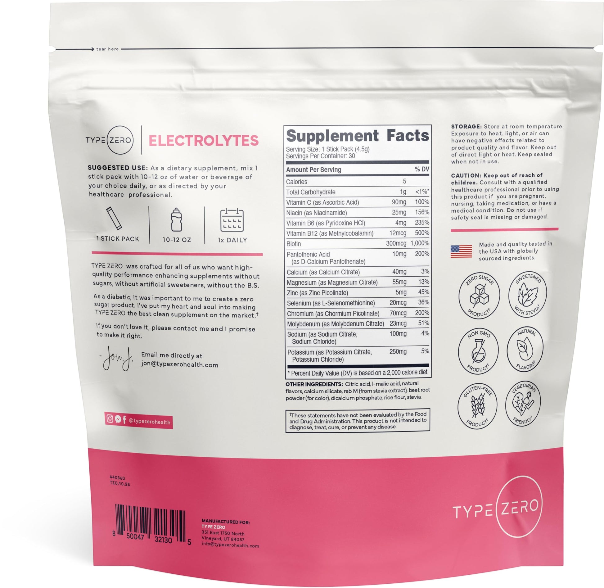 Type Zero Sugar Free Electrolytes Powder Packets + Clean Hydration Powder Stick Packs with 14 Vitamins and Minerals - Watermelon Flavor, 30 Servings Type Zero uk supplements