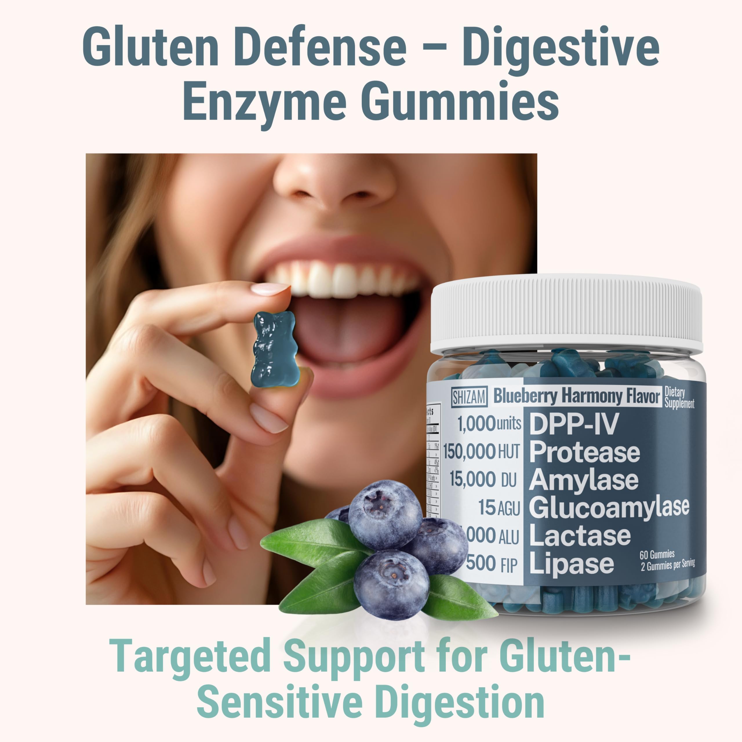 Gluten & Lactase Digestive Enzyme Gummies – Lactase Pancreatic Enzymes with DPP‑IV Lipase Gluco‑Amylase Lactase, Drops Chewables Capsules Pills Powder Supplement Alt, Pancreatic Support, for Kids SHIZAM uk supplements