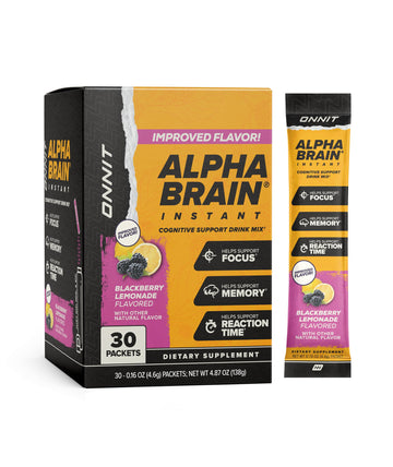 ONNIT Alpha Brain Instant Cognitive Support Drink Mix, BlackBerry Lemonade Flavor, Nootropic Supplement for Focus, Memory, and Clarity, 0.13 oz Packets, 30 Count ONNIT uk supplements