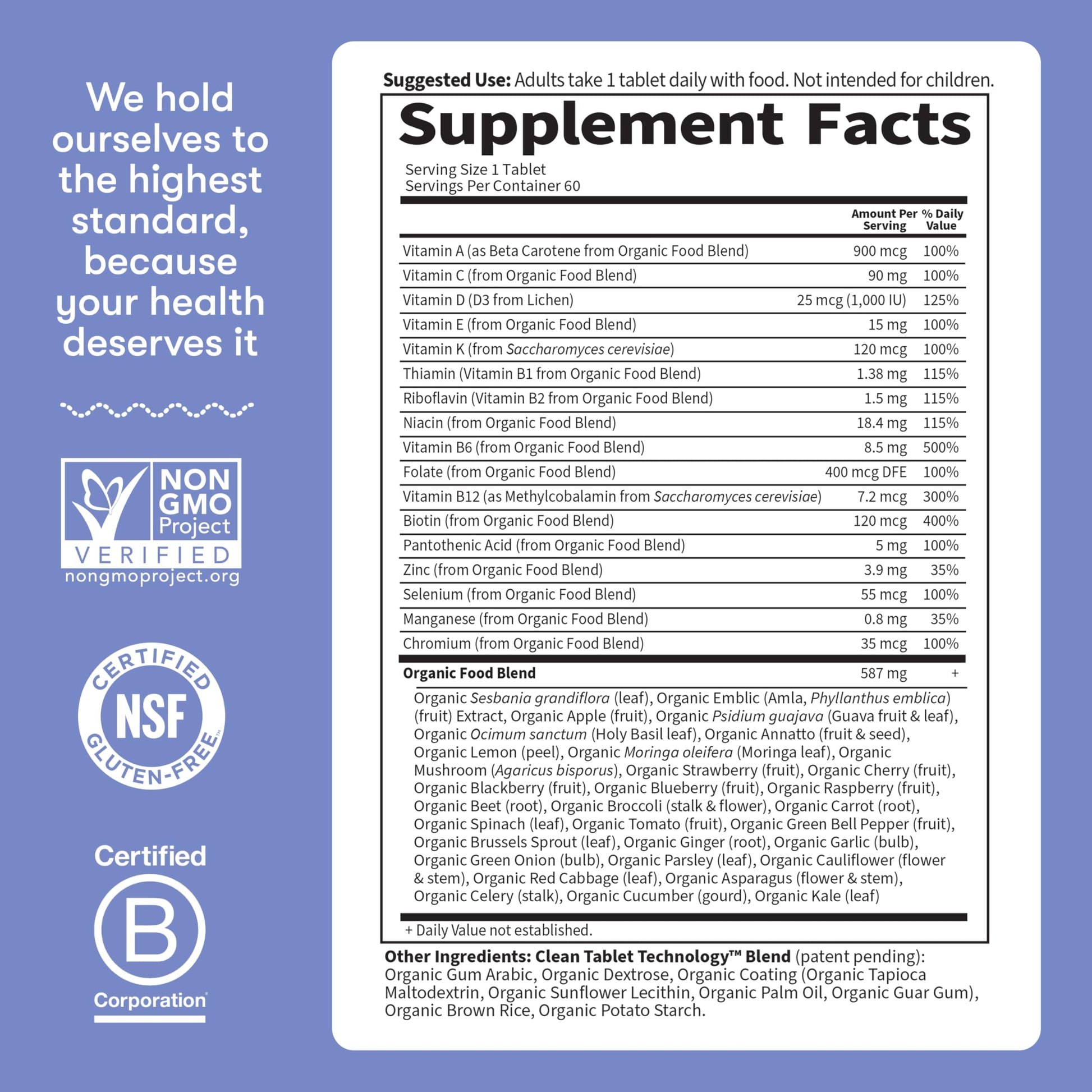 Garden of Life Once Daily Whole Food Multivitamin for Men, Organic Mens Vitamins & Minerals, Vitamin C, Zinc, Vegan, for Health & Well-Being, 60 Tablets Garden of Life uk supplements