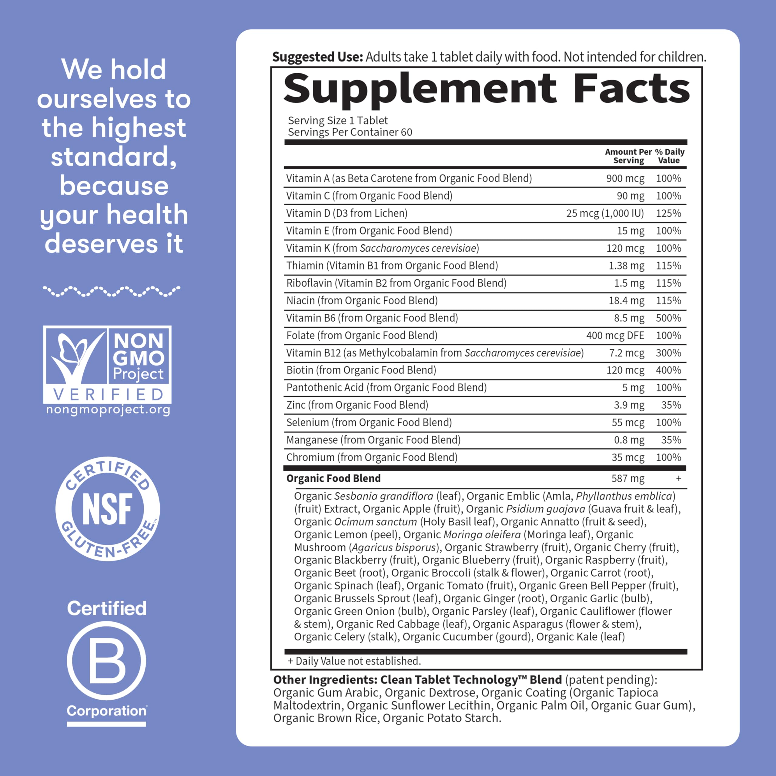 Garden of Life Once Daily Whole Food Multivitamin for Men, Organic Mens Vitamins & Minerals, Vitamin C, Zinc, Vegan, for Health & Well-Being, 60 Tablets Garden of Life uk supplements