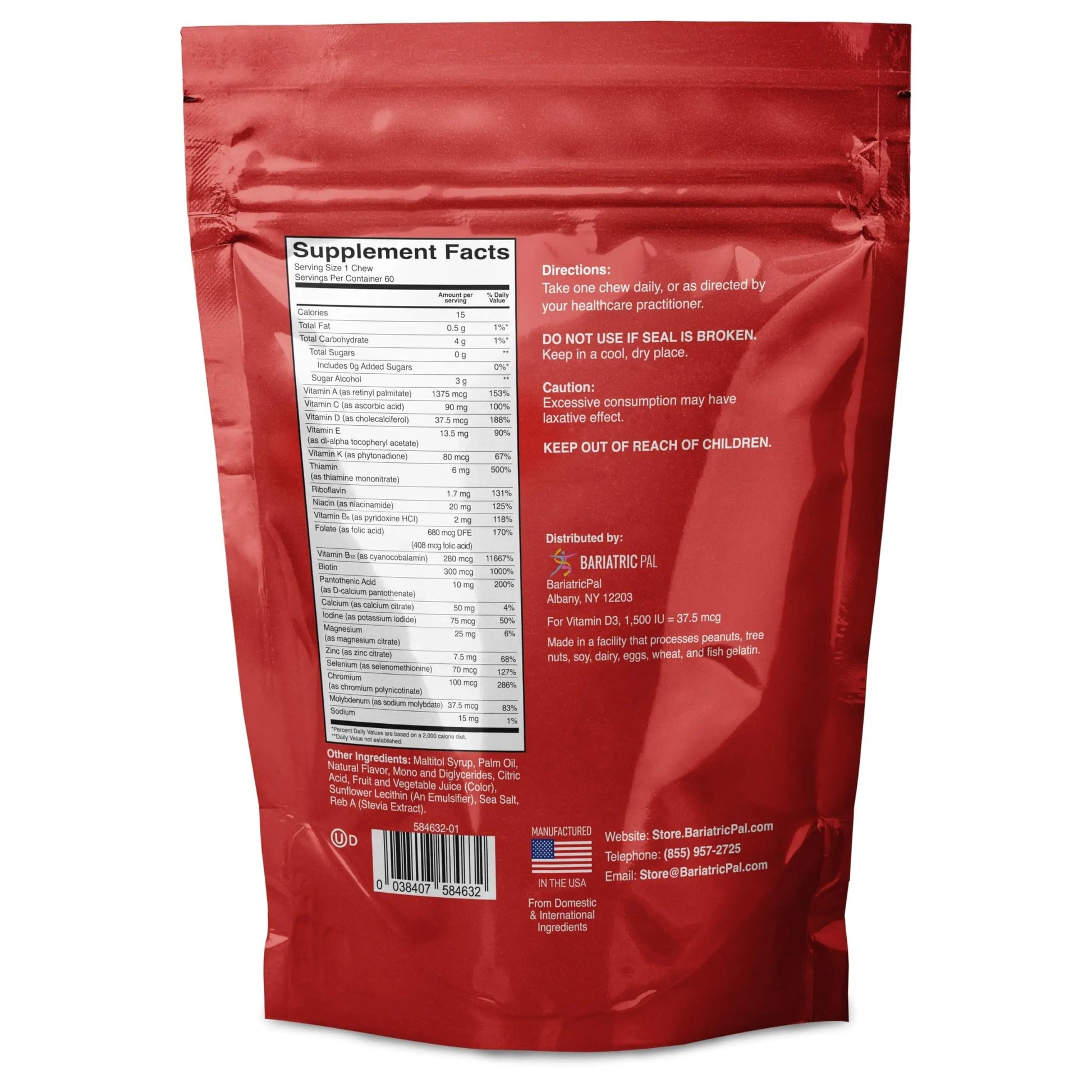 BariatricPal Iron-Free Multivitamin Soft Chew - Fruit Punch (60 Count) BariatricPal uk supplements