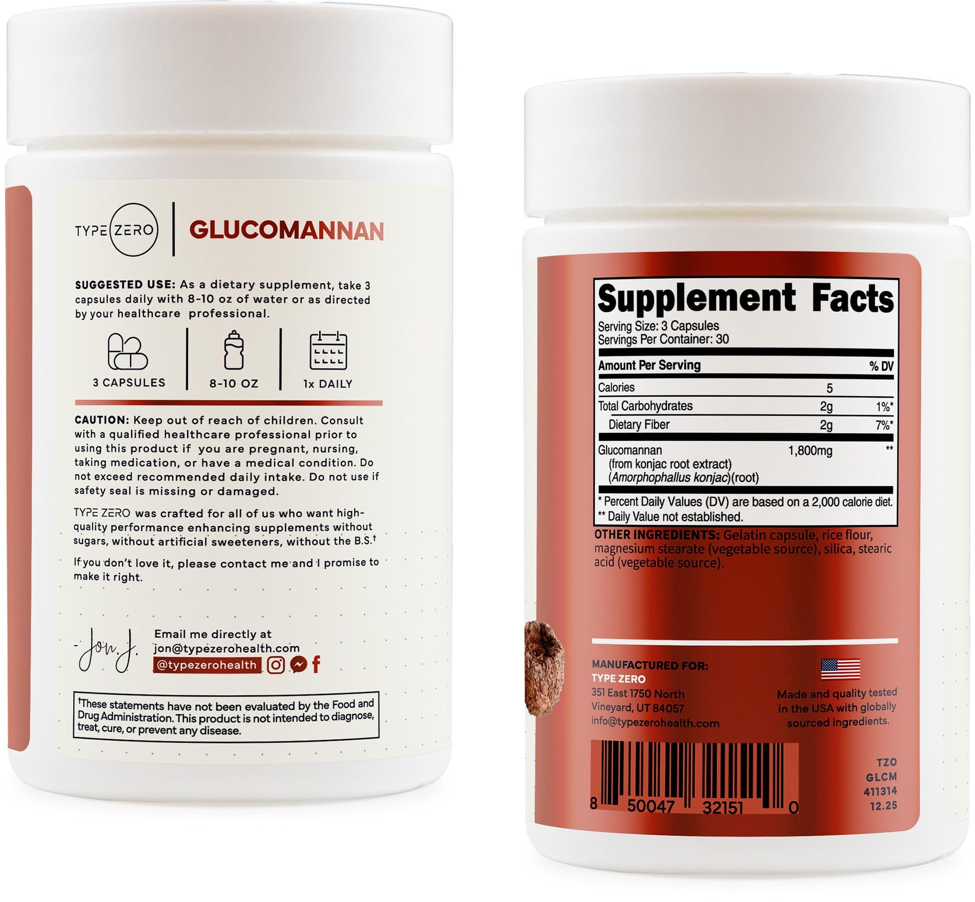 Type Zero Clean Glucomannan Konjac Root Extract (90 Capsules)(1,800 MG Per Serving) - 30 Servings, Non-GMO, Gluten Free Type Zero uk supplements