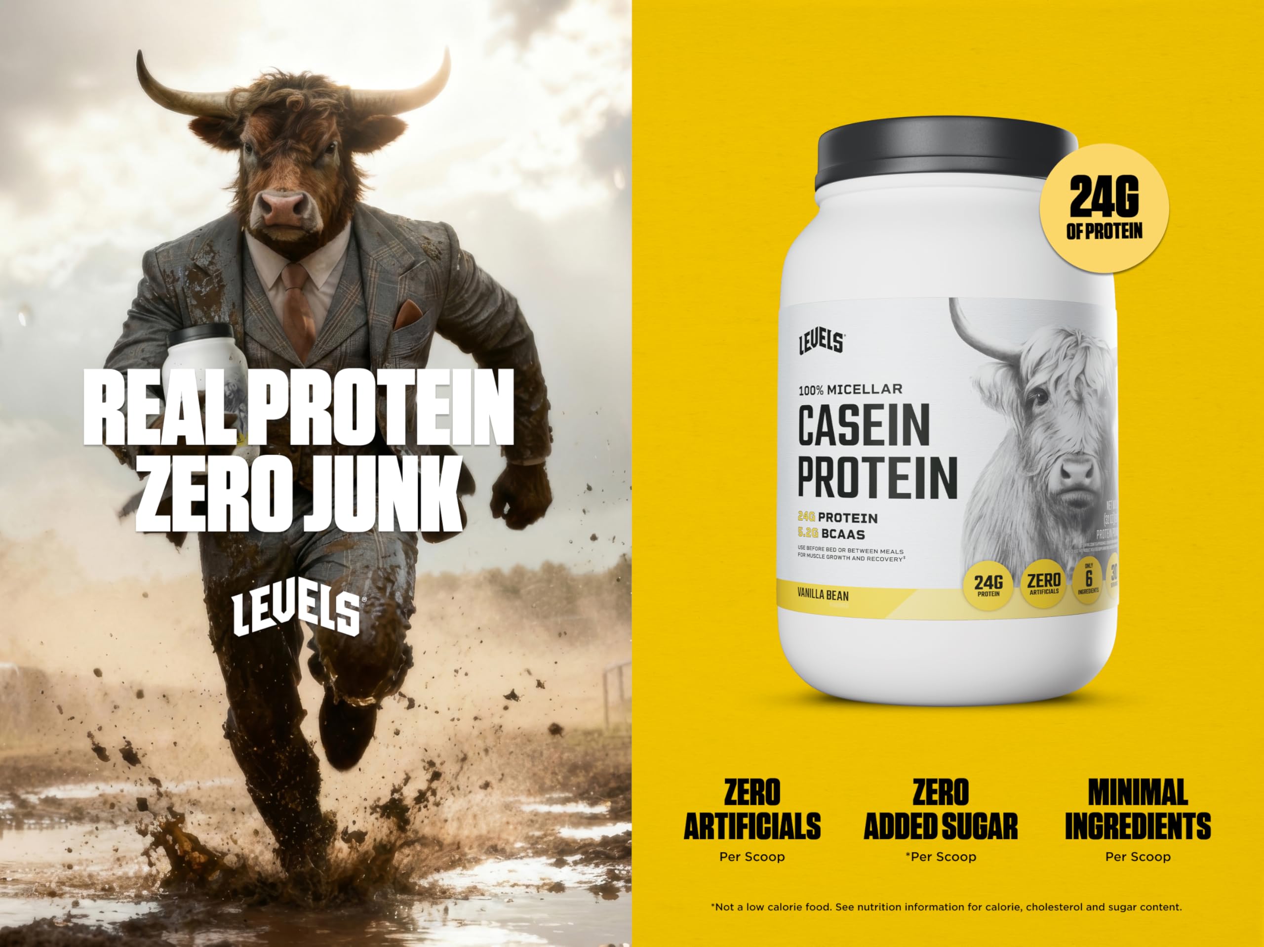 Levels 100% Micellar Casein Protein, Hormone Free, Vanilla Bean, 2LB Levels Nutrition uk supplements