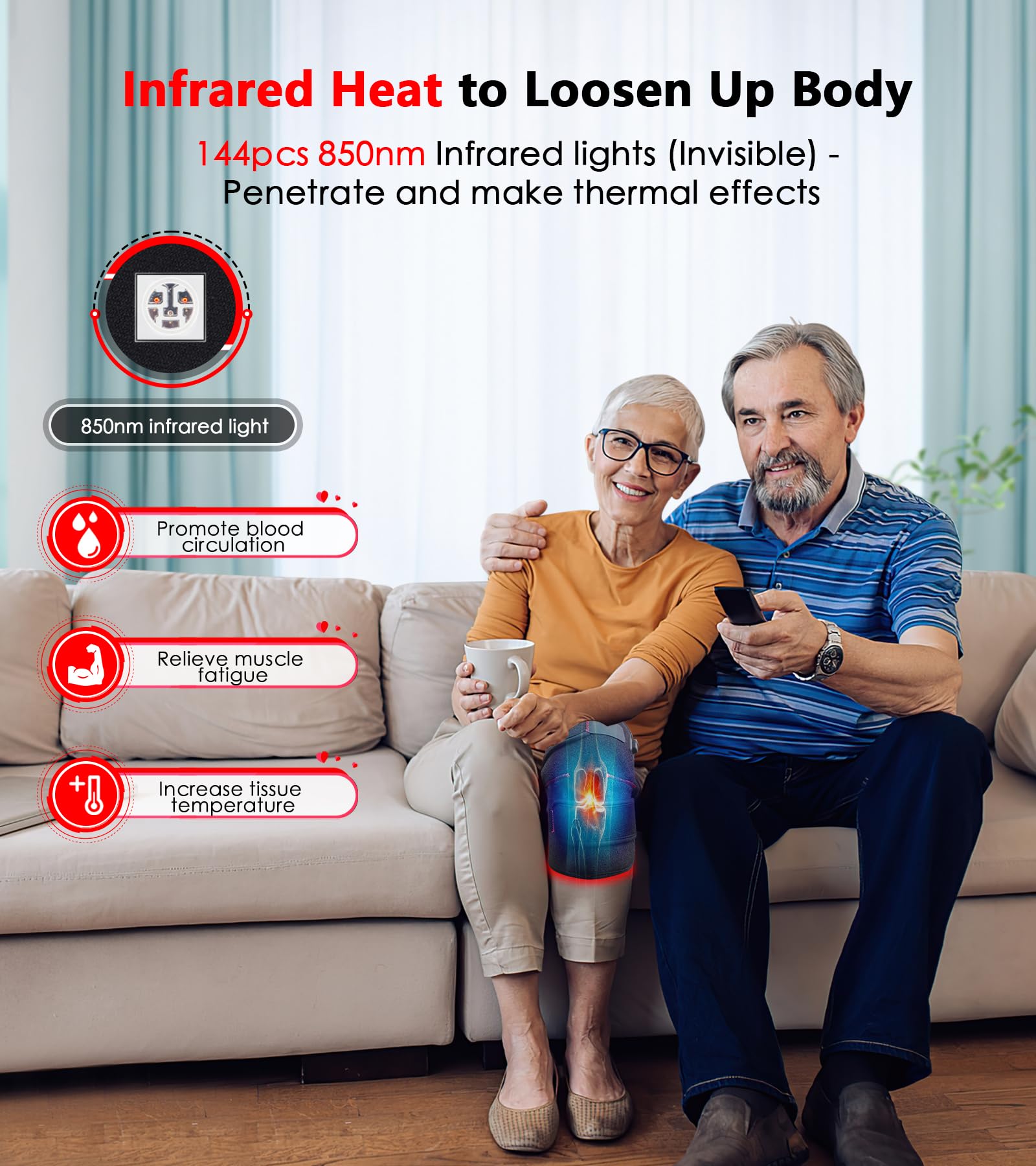 Red Light Therapy for Knee, Infrared Red Light Therapy Device Wrap Belt with 660nm Red Light RUISQM uk supplements