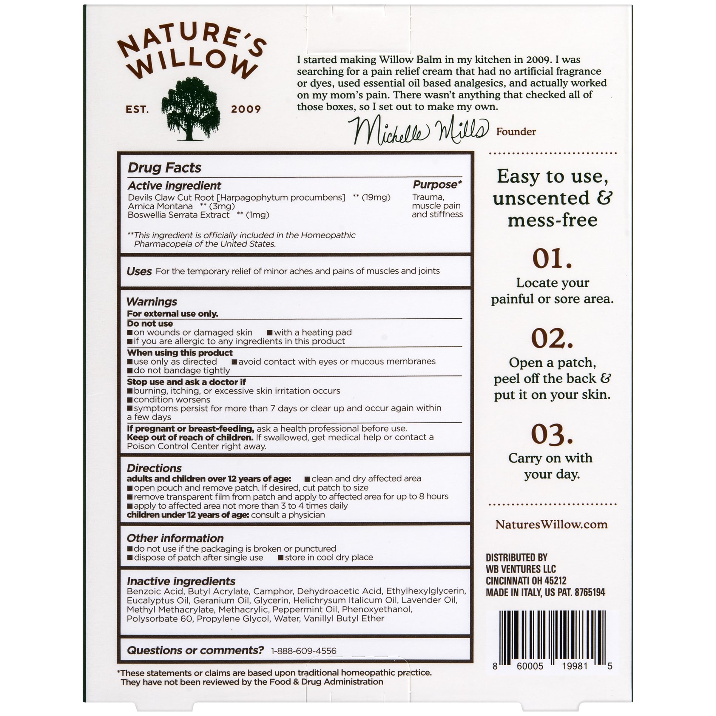 Nature's Willow Relief Patches – Fast-Acting, Plant-Based Topical Solution to Help with Sore Muscles & Joints | 6 Patches per Pack | 1-Pack Nature's Willow uk supplements