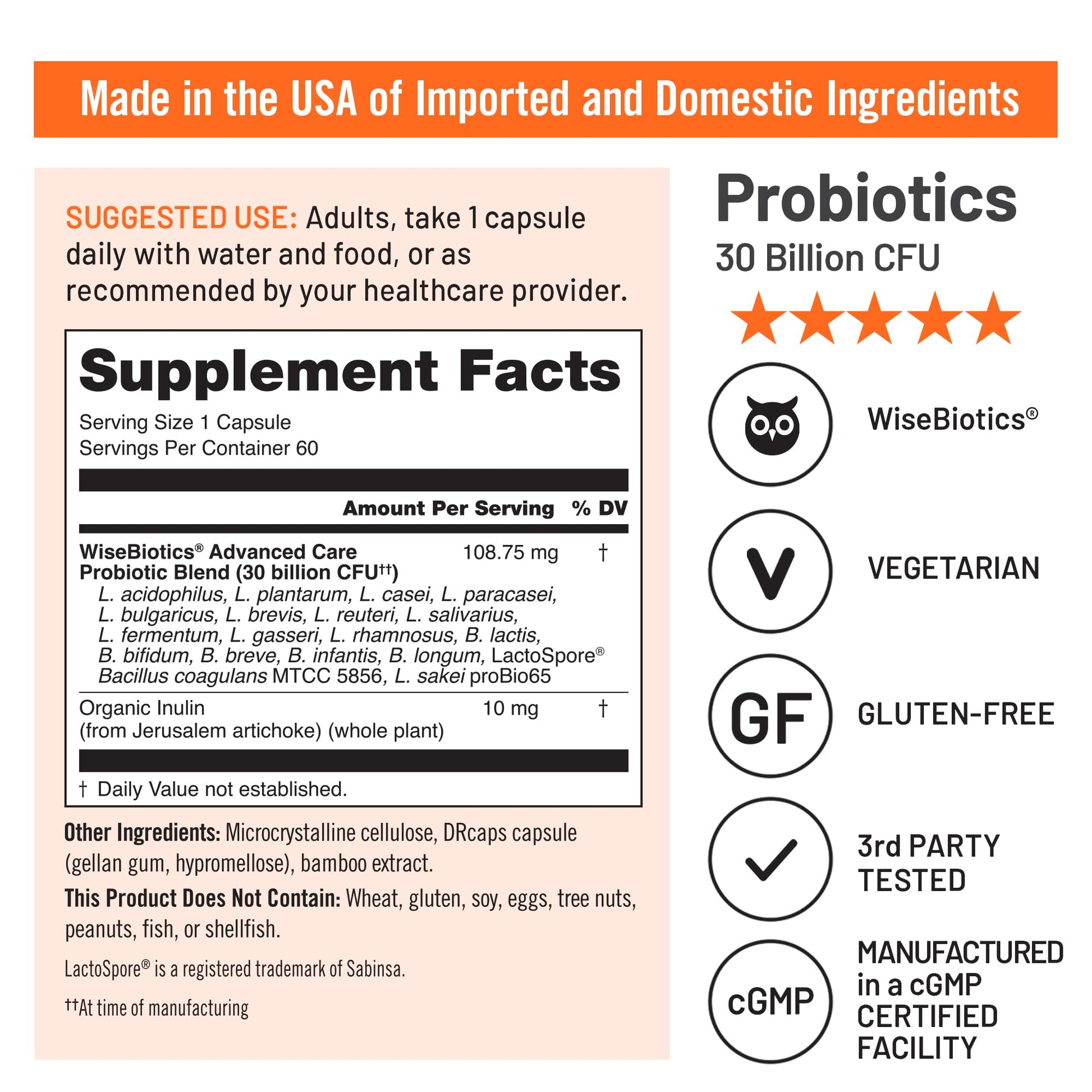 NatureWise Max Probiotics for Women & Men - 30 Billion CFU 18 Strains With Prebiotics - For Gut & Digestive Health - Delayed-Release Capsules, Gluten Free - 60 Capsules[2-Month Supply] NatureWise uk supplements